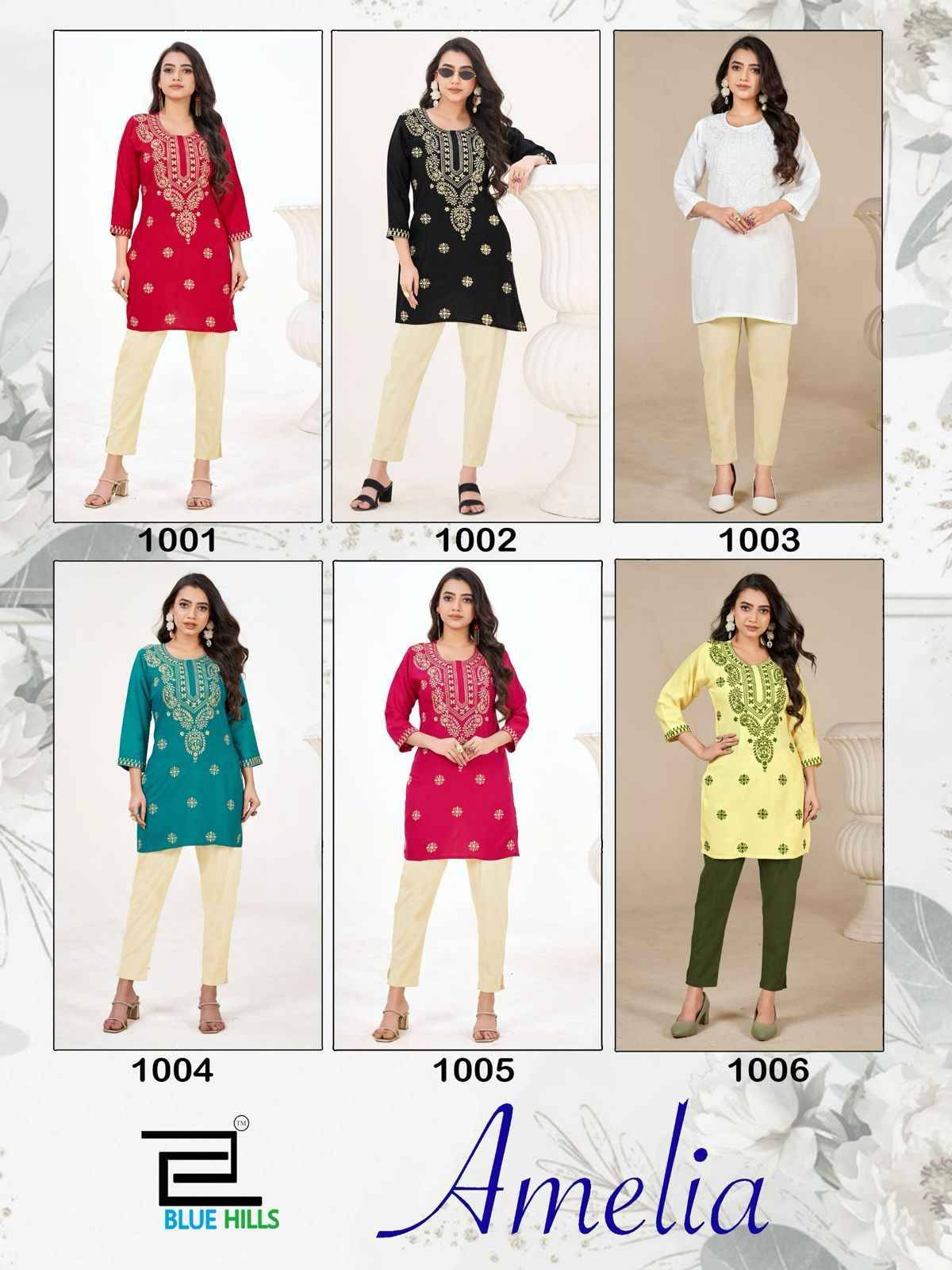 Amelia By Blue Hills 1001 To 1006 Series Designer Stylish Fancy Colorful Beautiful Party Wear & Ethnic Wear Collection Rayon Kurtis At Wholesale Price