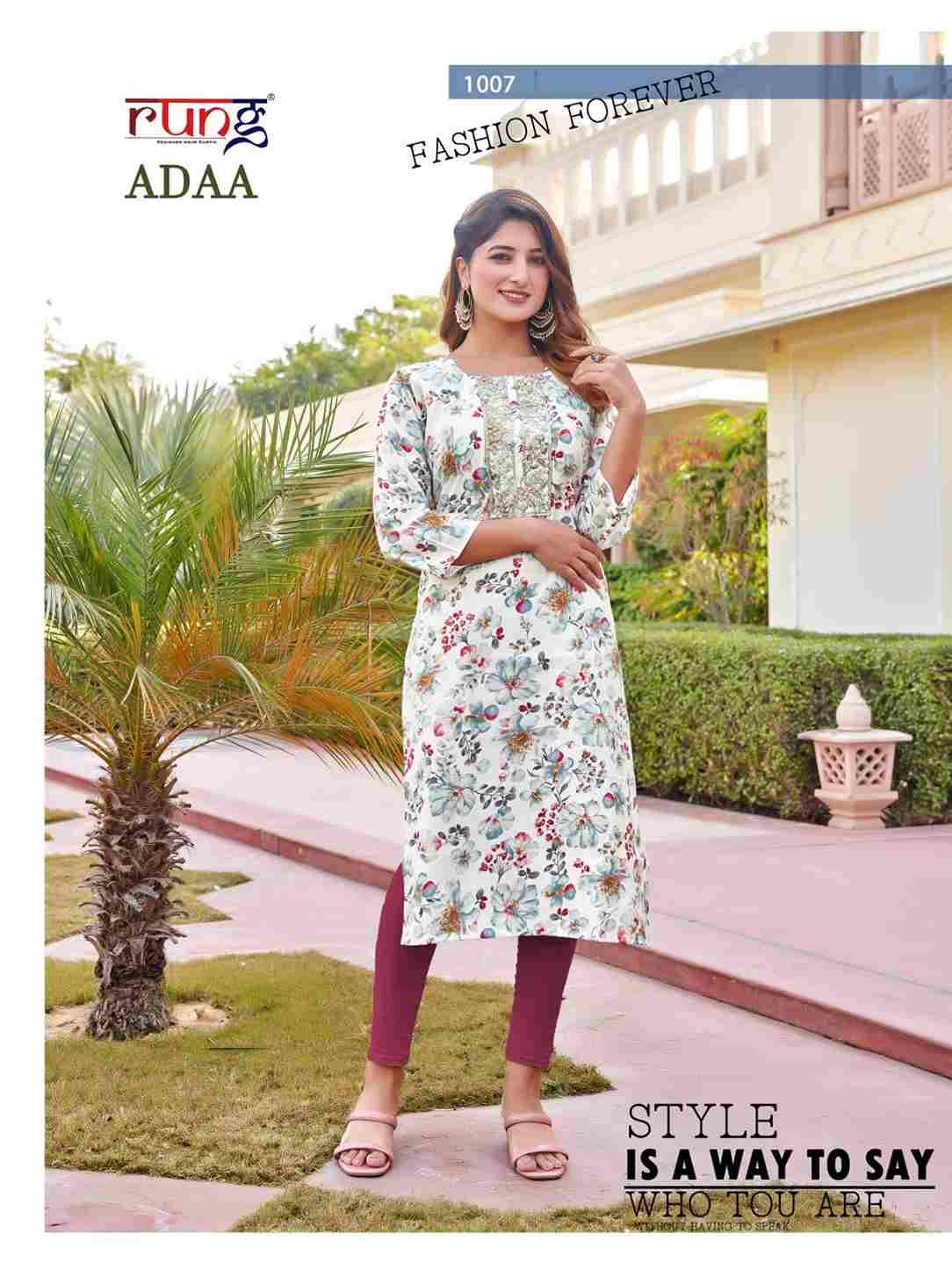 Adaa By Rung 1001 To 1008 Series Designer Stylish Fancy Colorful Beautiful Party Wear & Ethnic Wear Collection Modal Silk Kurtis At Wholesale Price