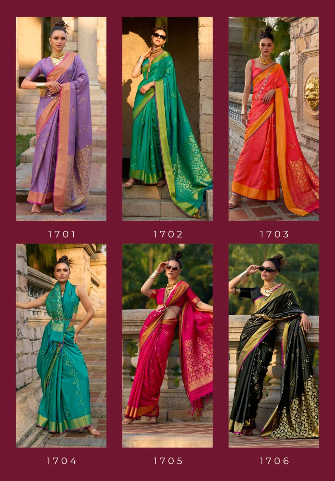 RF 1701 Series By Fashid Wholesale 1701 To 1706 Series Indian Traditional Wear Collection Beautiful Stylish Fancy Colorful Party Wear & Occasional Wear Silk Sarees At Wholesale Price