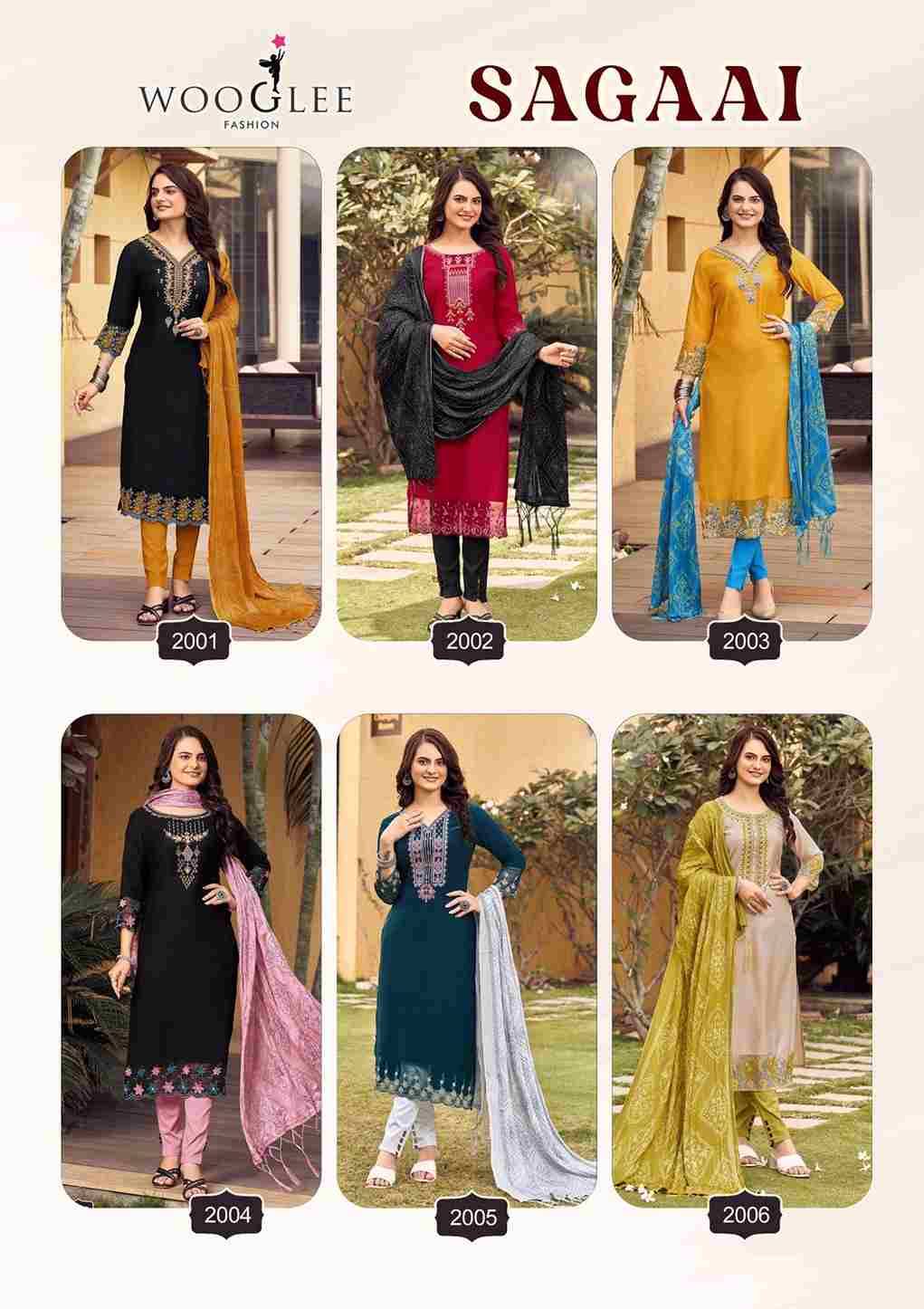 Sagaai By Wooglee 2001 To 2006 Series Festive Suits Beautiful Fancy Colorful Stylish Party Wear & Occasional Wear Viscose Dresses At Wholesale Price