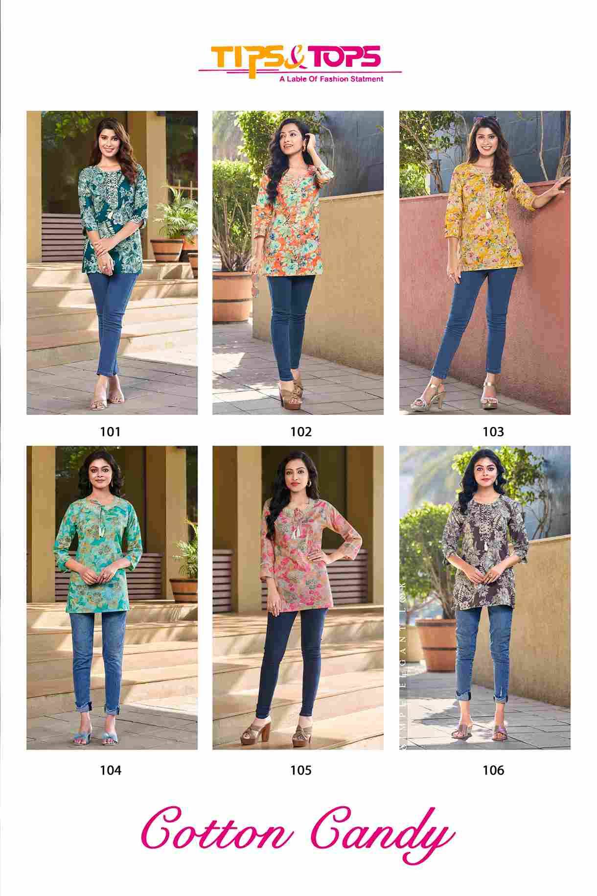 Cotton Candy By Tips And Tops 101 To 106 Series Designer Stylish Fancy Colorful Beautiful Party Wear & Ethnic Wear Collection Pure Cotton Tops At Wholesale Price