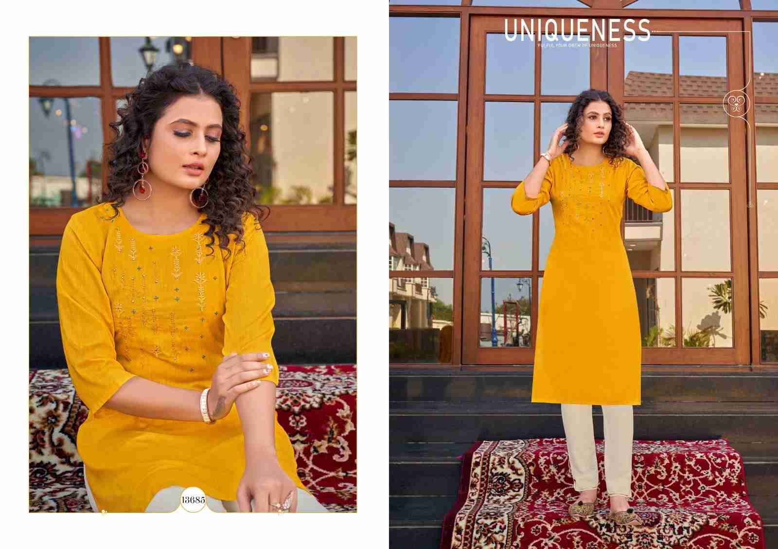 Scarlet By Kalaroop 13682 To 13687 Series Designer Stylish Fancy Colorful Beautiful Party Wear & Ethnic Wear Collection Heavy Rayon Kurtis At Wholesale Price