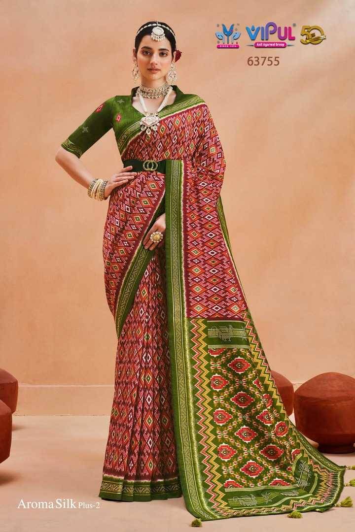 Aroma Silk Plus Vol-2 By Vipul Fashion 63751 To 63768 Series Indian Traditional Wear Collection Beautiful Stylish Fancy Colorful Party Wear & Occasional Wear Dola Silk Sarees At Wholesale Price