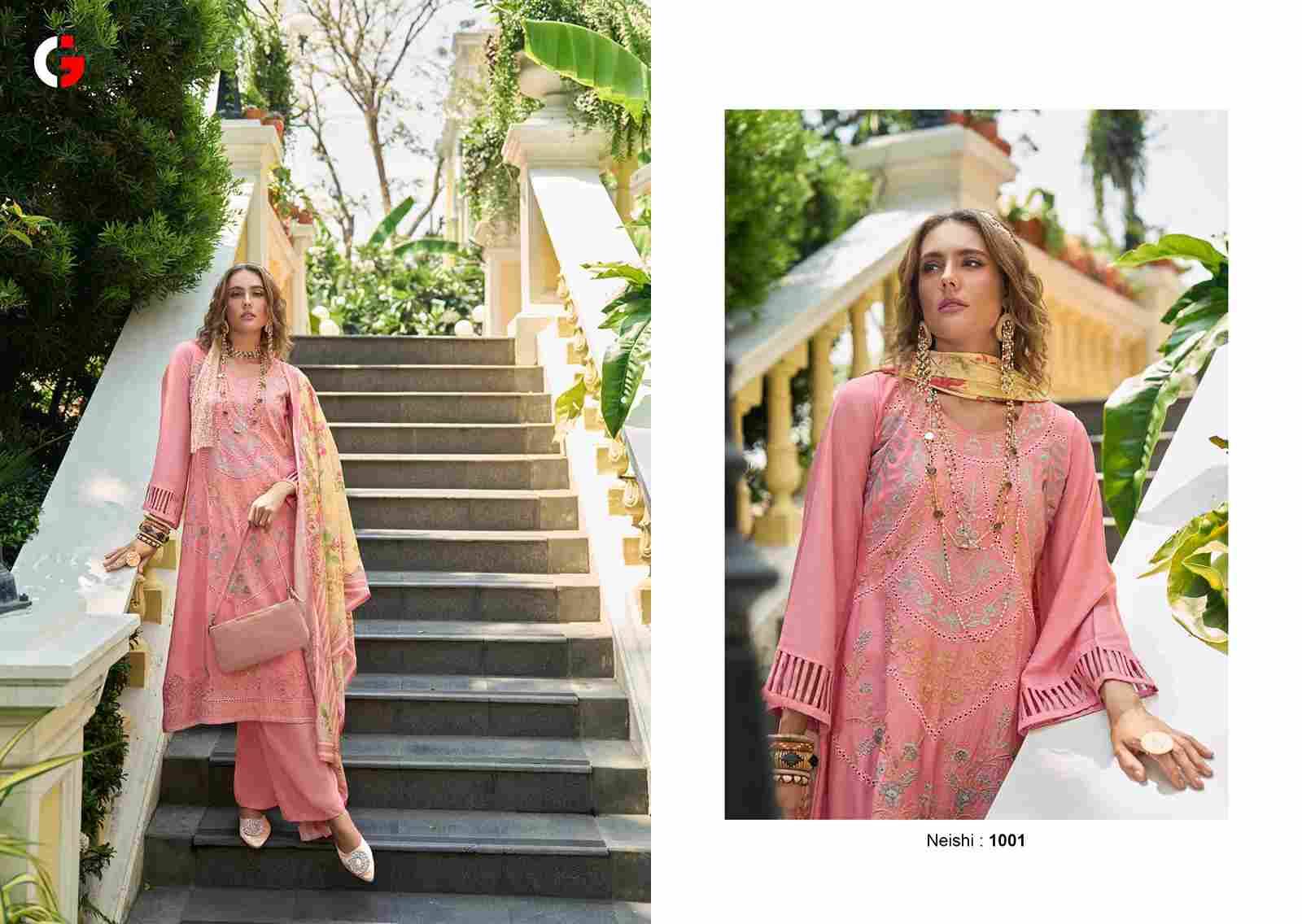Neishi By Gull Jee 1001 To 1006 Series Beautiful Festive Suits Colorful Stylish Fancy Casual Wear & Ethnic Wear Pure Muslin Embroidered Dresses At Wholesale Price