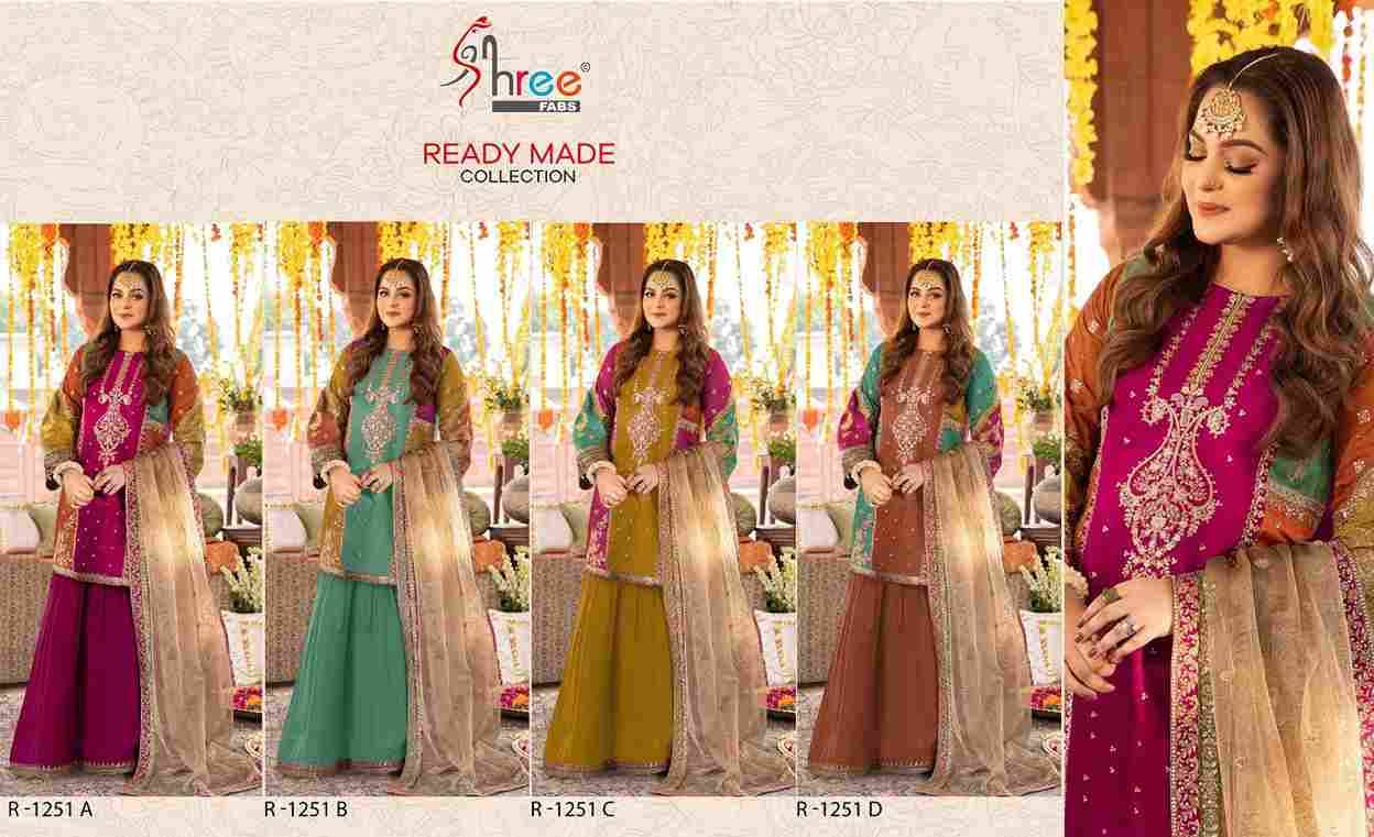 Shree Fabs Hit Design R-1251 Colours By Shree Fabs R-1251-A To R-1251-D Series Beautiful Pakistani Suits Stylish Fancy Colorful Party Wear & Occasional Wear Silk Embroidered Dresses At Wholesale Price