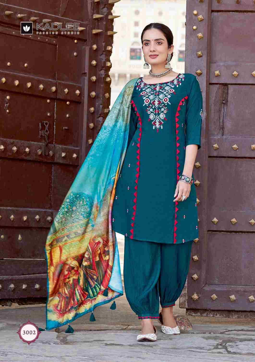 Kanchi By Kadlee 3001 To 3004 Series Beautiful Stylish Suits Fancy Colorful Casual Wear & Ethnic Wear & Ready To Wear Viscose With Work Dresses At Wholesale Price