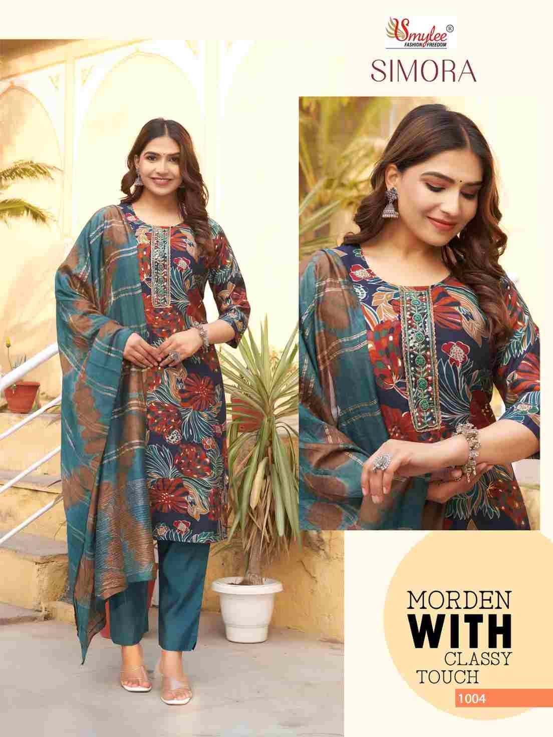 Simora By Smylee 1001 To 1008 Series Beautiful Stylish Suits Fancy Colorful Casual Wear & Ethnic Wear & Ready To Wear Modal Silk Dresses At Wholesale Price