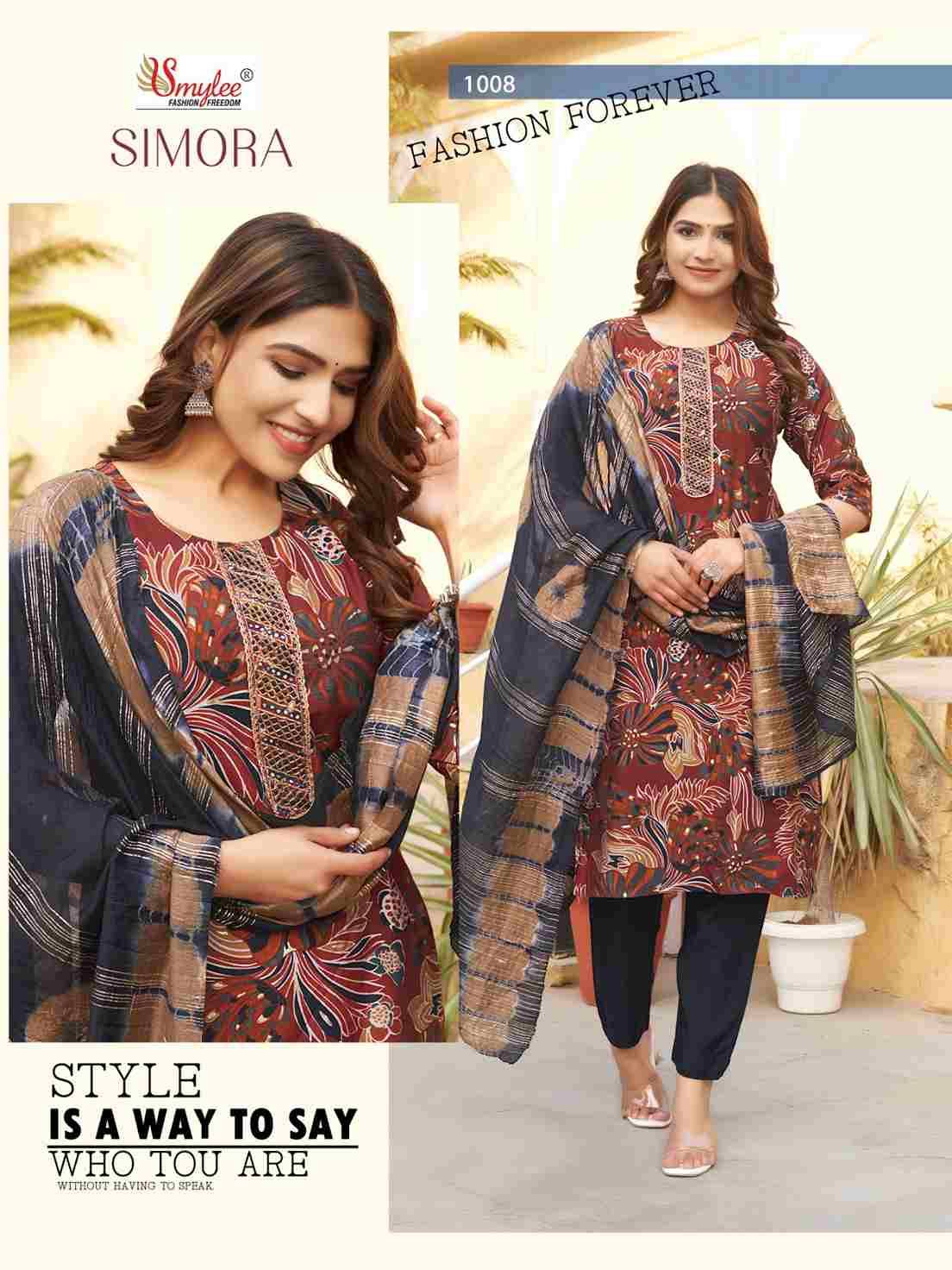 Simora By Smylee 1001 To 1008 Series Beautiful Stylish Suits Fancy Colorful Casual Wear & Ethnic Wear & Ready To Wear Modal Silk Dresses At Wholesale Price