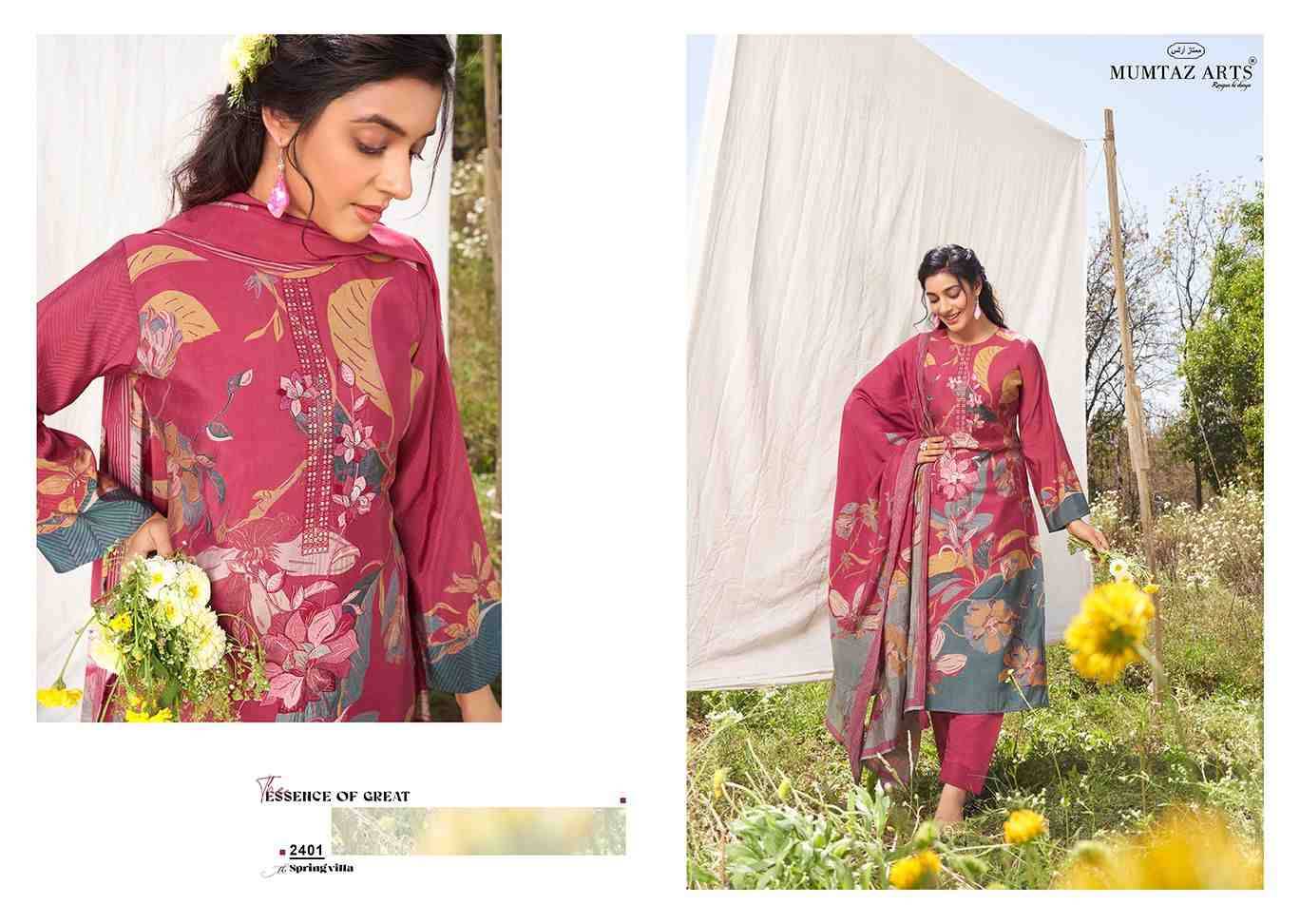 Spring Villa By Mumtaz Arts 2401 To 2404 Series Beautiful Festive Suits Stylish Fancy Colorful Casual Wear & Ethnic Wear Pure Muslin Print Dresses At Wholesale Price