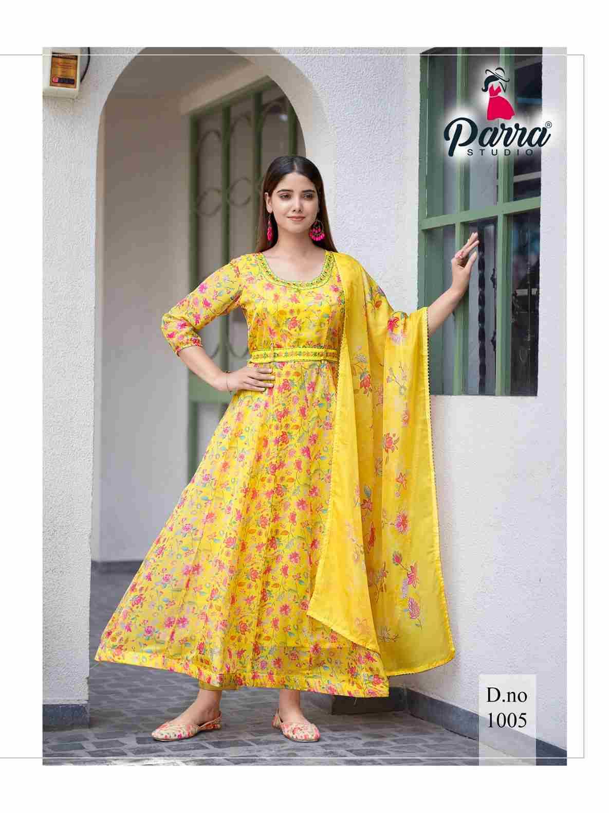 Sangin By Parra Studio 1001 To 1006 Series Beautiful Stylish Fancy Colorful Casual Wear & Ethnic Wear Collection Soft Organza Dresses At Wholesale Price