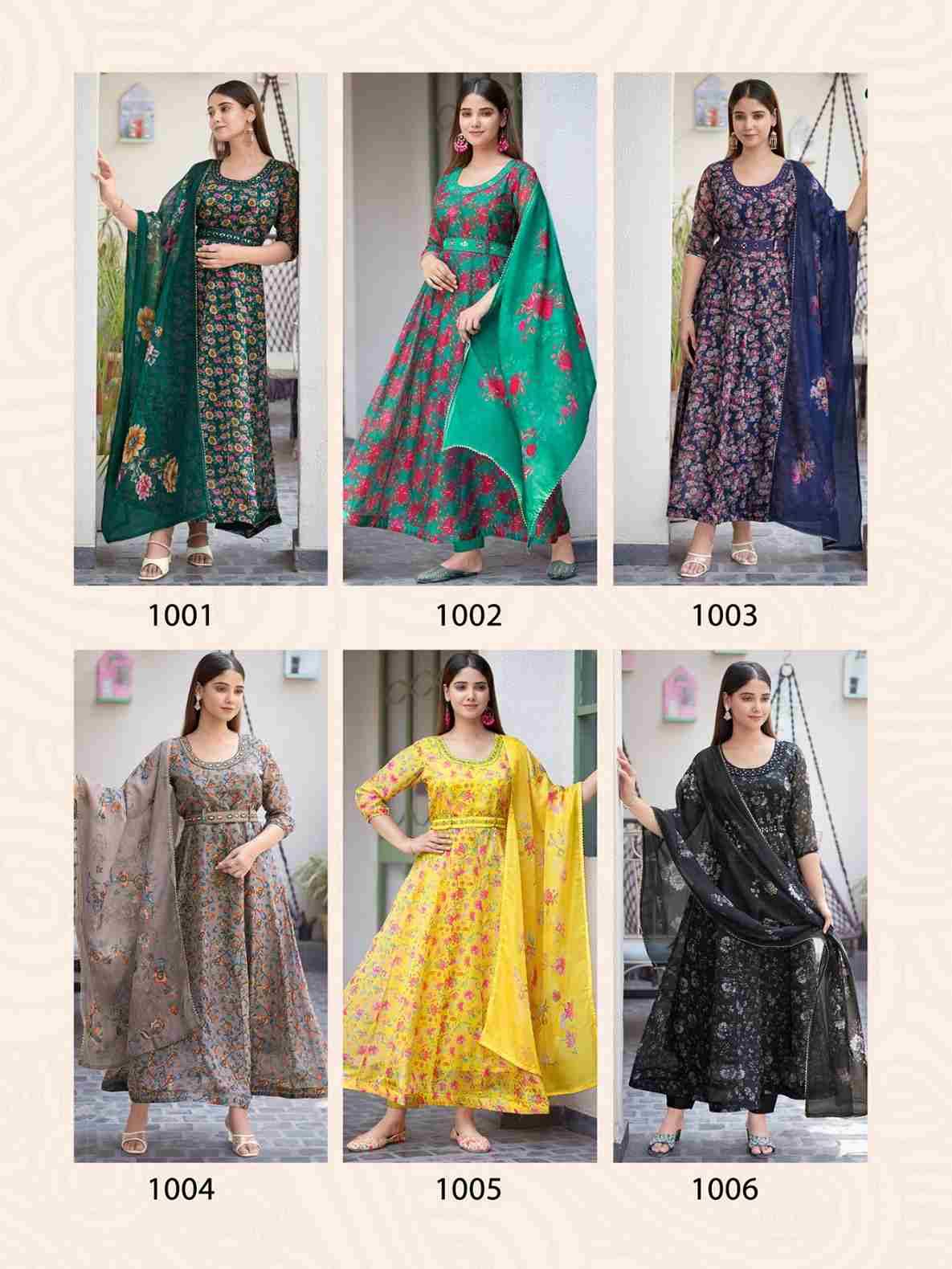 Sangin By Parra Studio 1001 To 1006 Series Beautiful Stylish Fancy Colorful Casual Wear & Ethnic Wear Collection Soft Organza Dresses At Wholesale Price