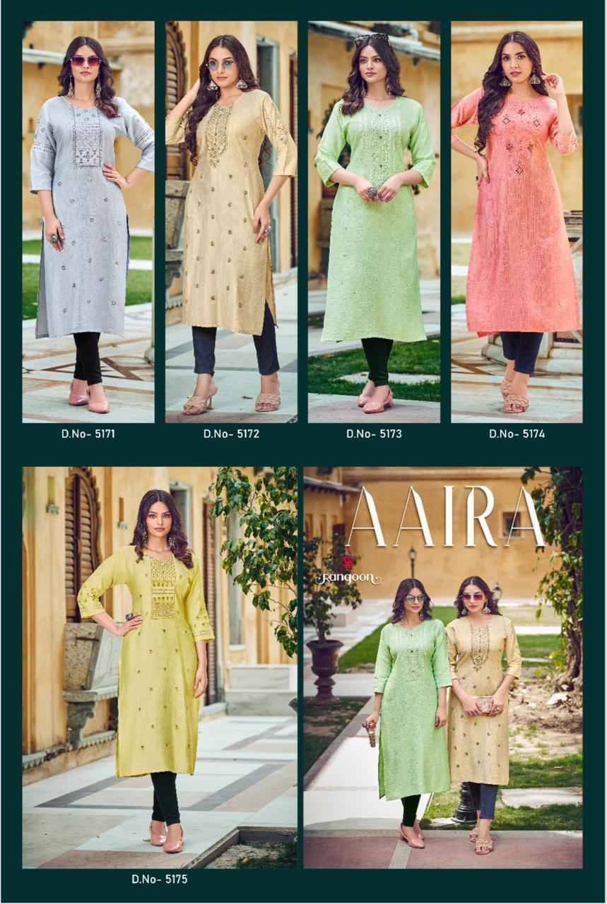 Aaira By Rangoon 5171 To 5175 Series Designer Stylish Fancy Colorful Beautiful Party Wear & Ethnic Wear Collection Viscose Kurtis At Wholesale Price