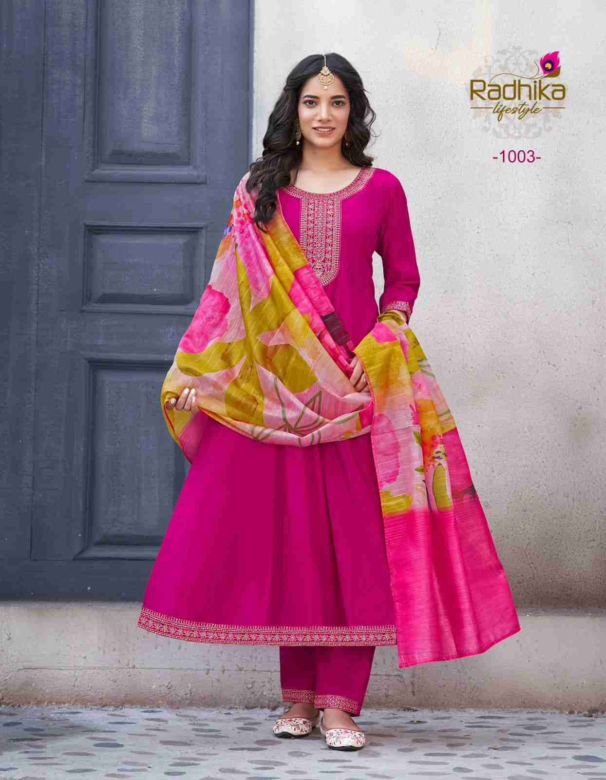 Gulmohar Vol-1 By Radhika Lifestyle 1001 To 1004 Series Beautiful Stylish Fancy Colorful Casual Wear & Ethnic Wear Collection Heavy Silk Dresses At Wholesale Price