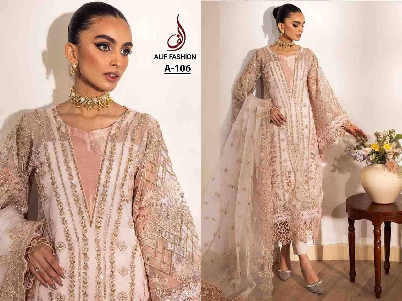 Alif Hit Design A-106 By Alif Fashion Pakistani Suits Collection Beautiful Stylish Fancy Colorful Party Wear & Occasional Wear Organza Embroidered Dresses At Wholesale Price