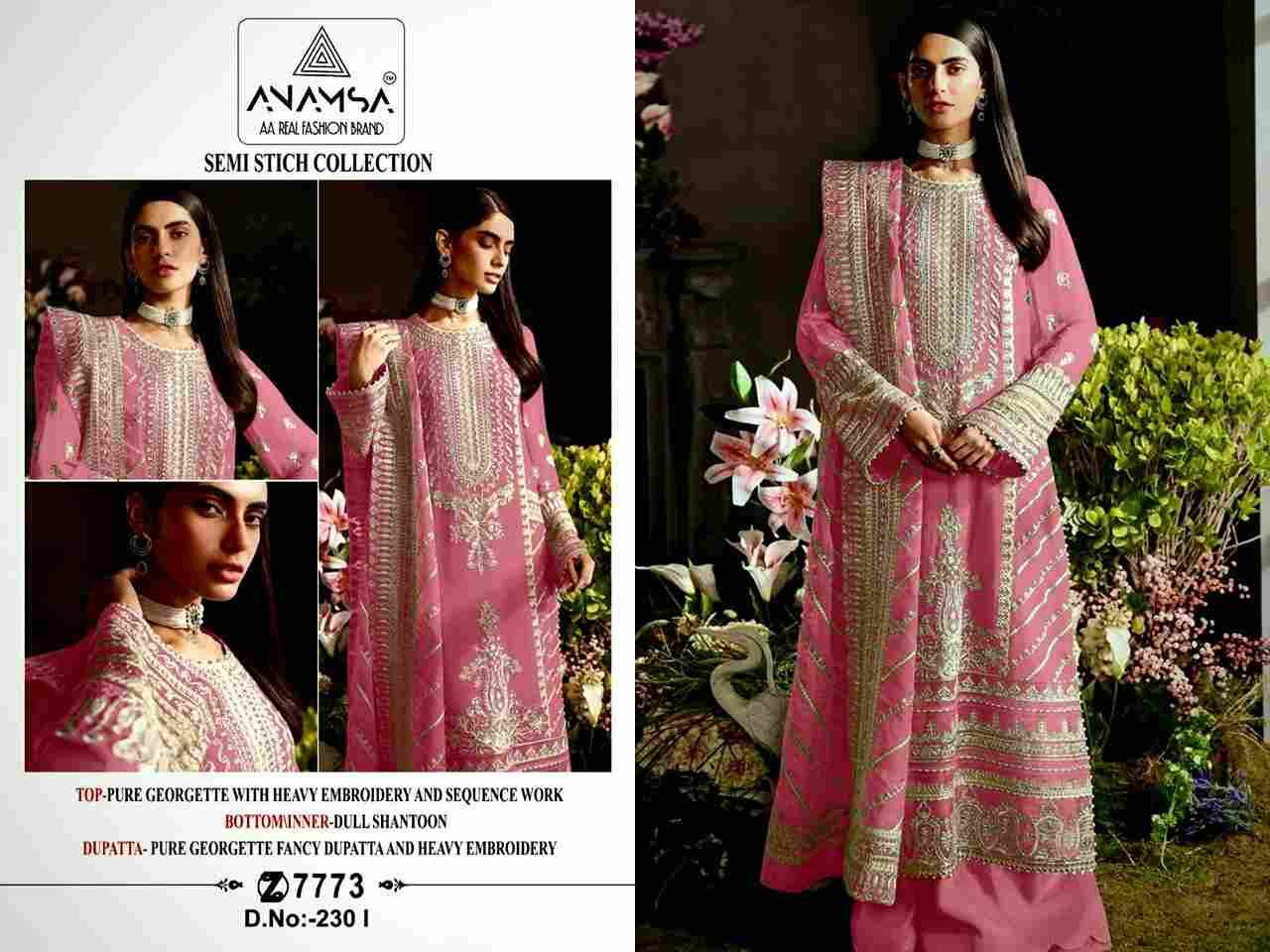 Anamsa Hit Design 230 Colours Vol-3 By Fashid Wholesale 230-I To 230-L Series Beautiful Pakistani Suits Colorful Stylish Fancy Casual Wear & Ethnic Wear Pure Faux Georgette Embroidered Dresses At Wholesale Price