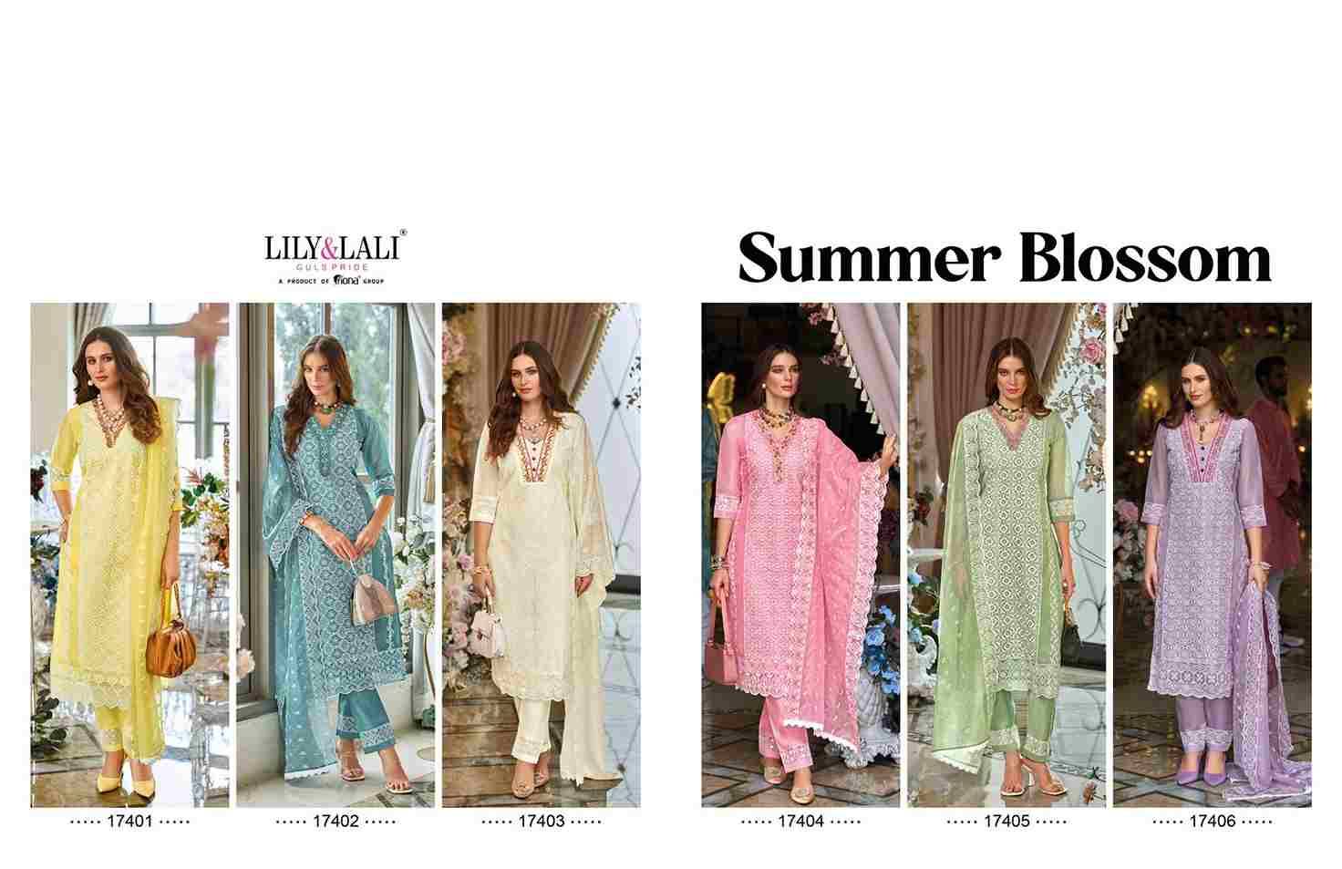 Summer Blossom By Lily And Lali 17401 To 17406 Series Beautiful Sharara Suits Colorful Stylish Fancy Casual Wear & Ethnic Wear Organza Dresses At Wholesale Price