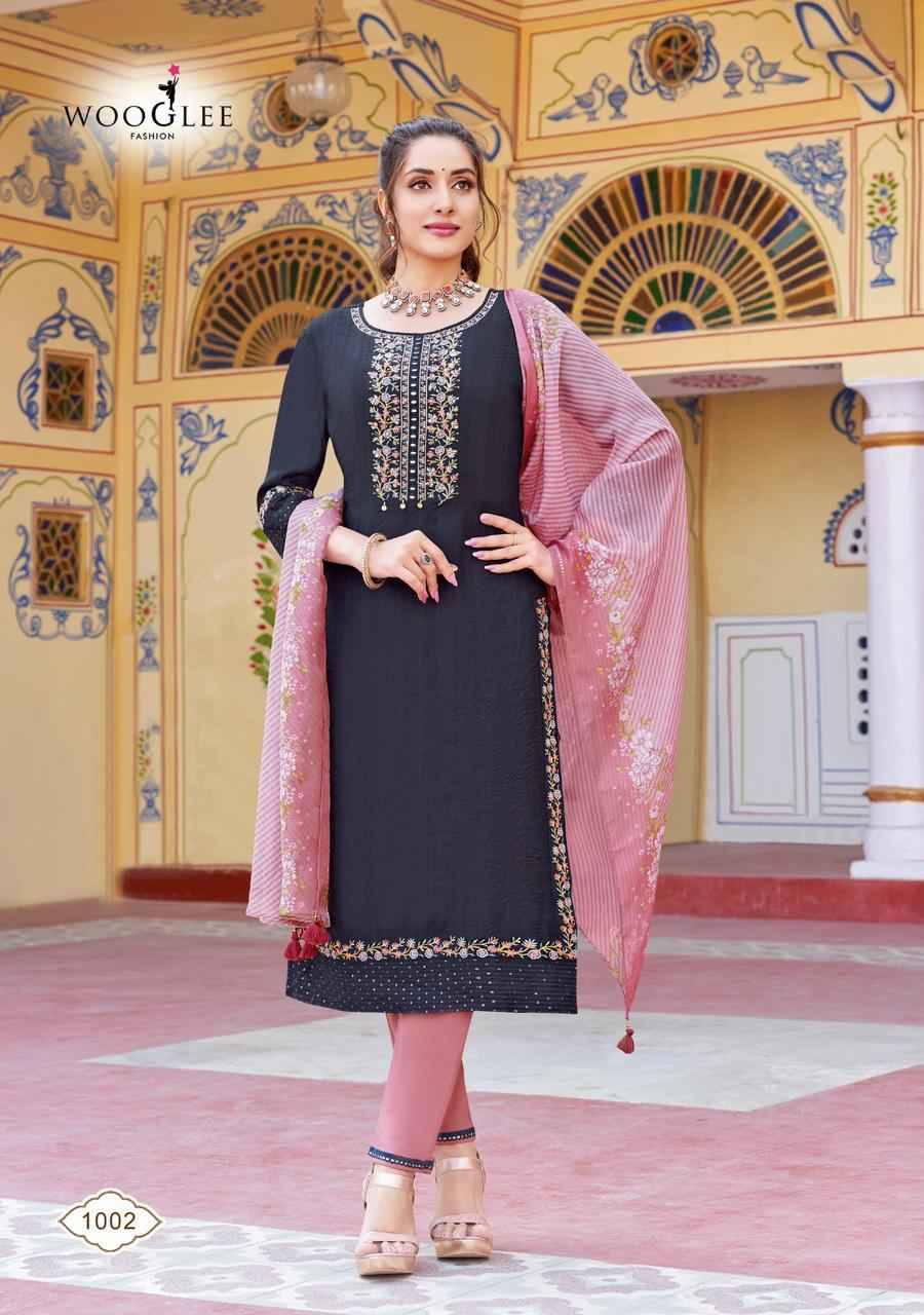 Saarika By Wooglee 1001 To 1005 Series Beautiful Stylish Fancy Colorful Casual Wear & Ethnic Wear Collection Viscose With Work Dresses At Wholesale Price
