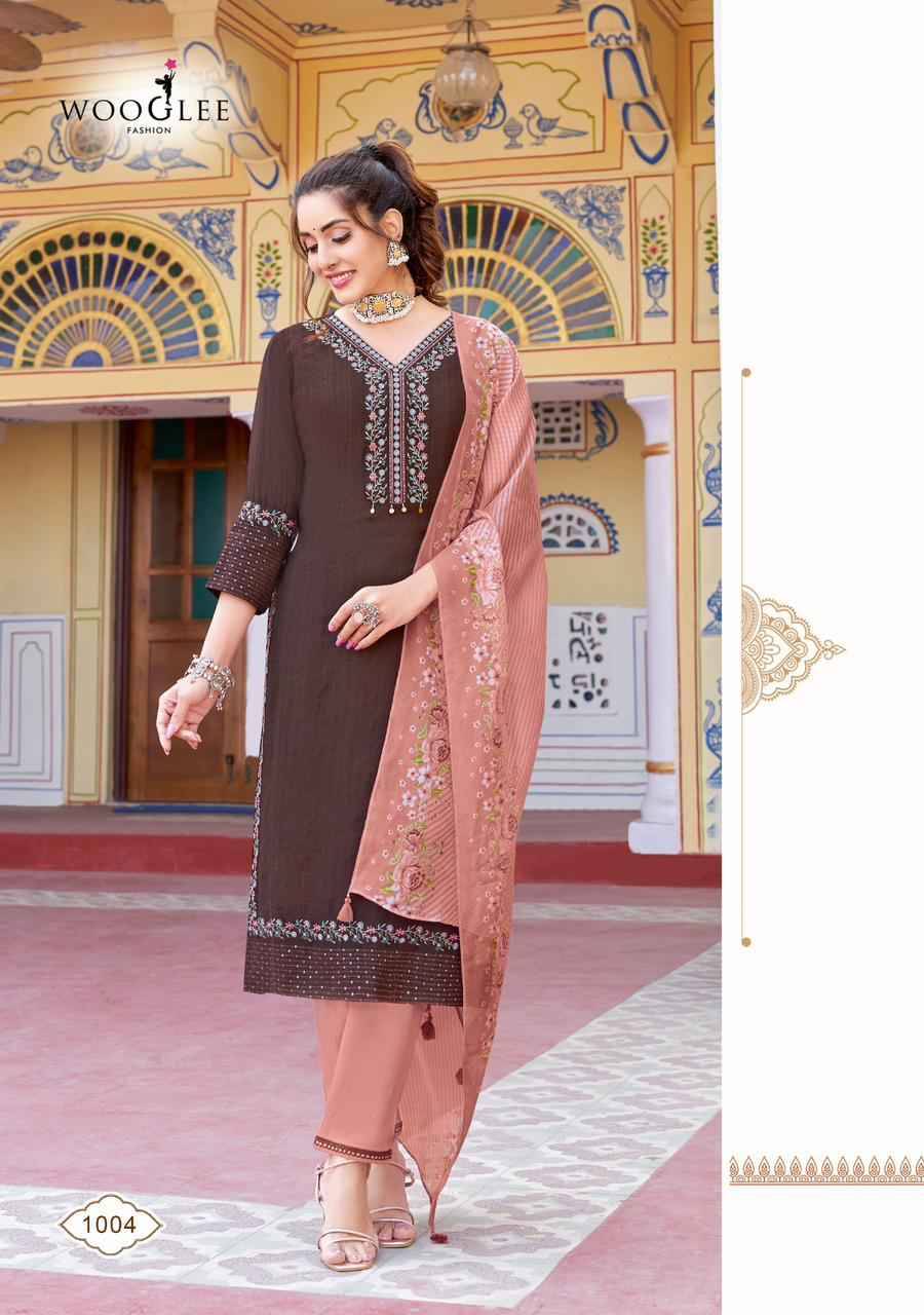 Saarika By Wooglee 1001 To 1005 Series Beautiful Stylish Fancy Colorful Casual Wear & Ethnic Wear Collection Viscose With Work Dresses At Wholesale Price