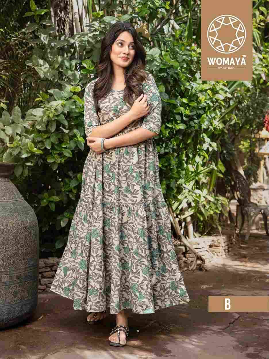 Vibrance Vol-2 By Womaya A To I Series Beautiful Stylish Fancy Colorful Casual Wear & Ethnic Wear Pure Cotton Gowns At Wholesale Price