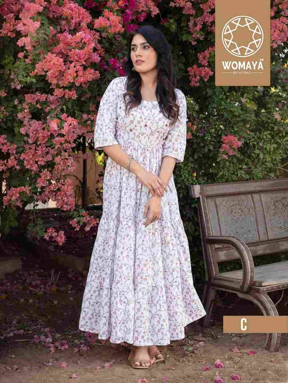 Vibrance Vol-2 By Womaya A To I Series Beautiful Stylish Fancy Colorful Casual Wear & Ethnic Wear Pure Cotton Gowns At Wholesale Price