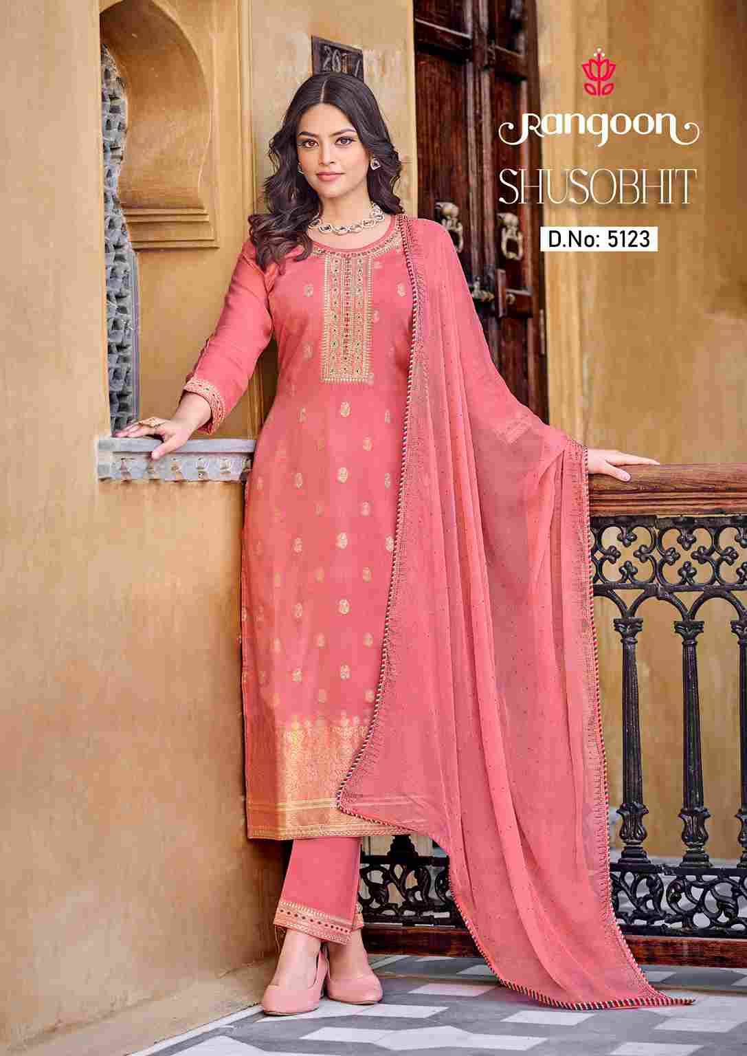 Shusobhit By Rangoon 5121 To 5124 Series Beautiful Stylish Fancy Colorful Casual Wear & Ethnic Wear Collection Muslin Jacquard With Work Dresses At Wholesale Price