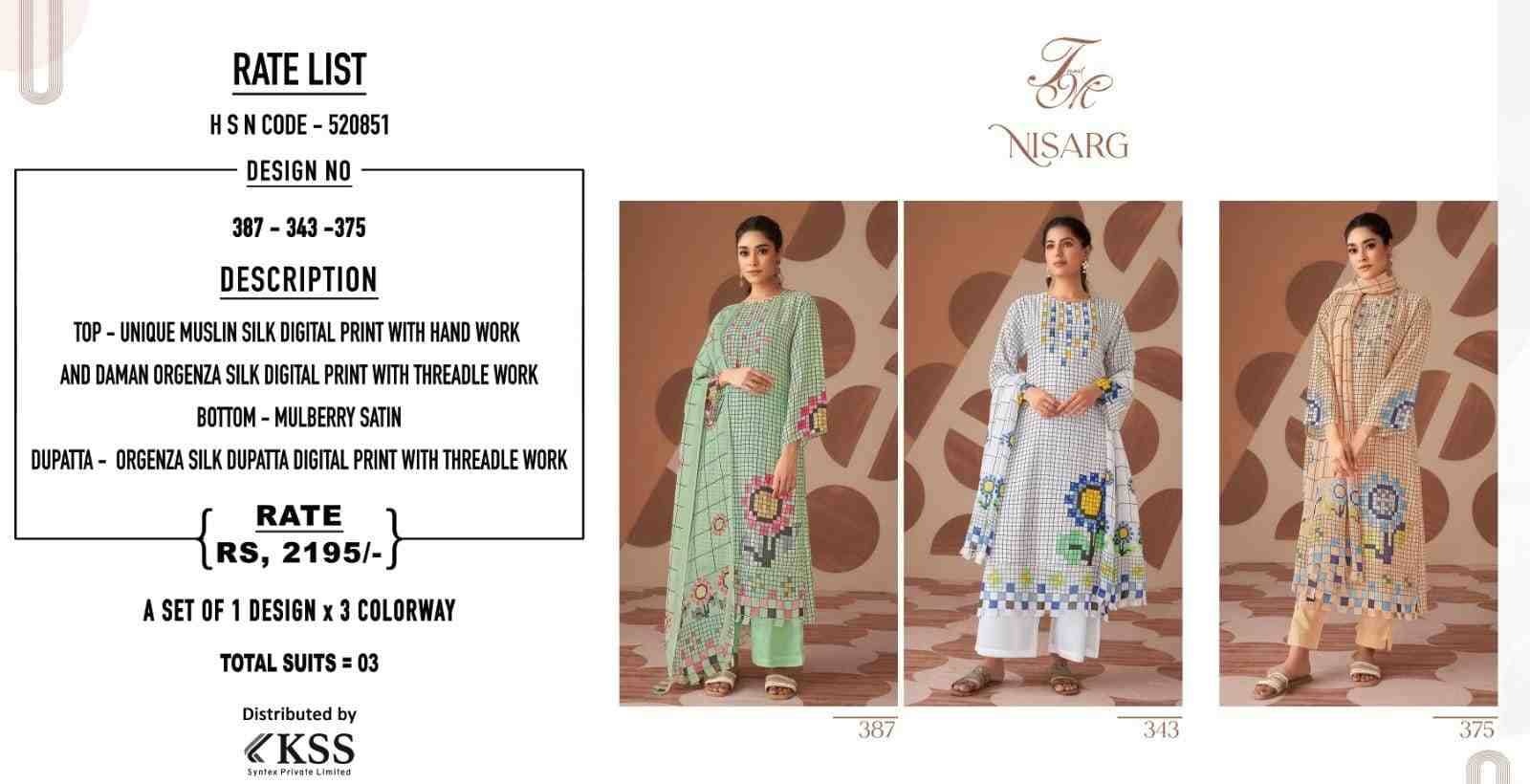 Nisarg By T And M Designer Studio Beautiful Festive Suits Colorful Stylish Fancy Casual Wear & Ethnic Wear Muslin Silk Print Dresses At Wholesale Price