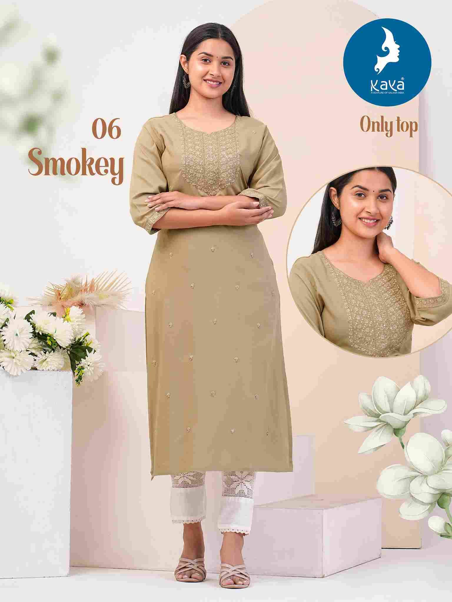 Smokey By Kaya 01 To 08 Series Designer Stylish Fancy Colorful Beautiful Party Wear & Ethnic Wear Collection Rayon With Work Kurtis At Wholesale Price