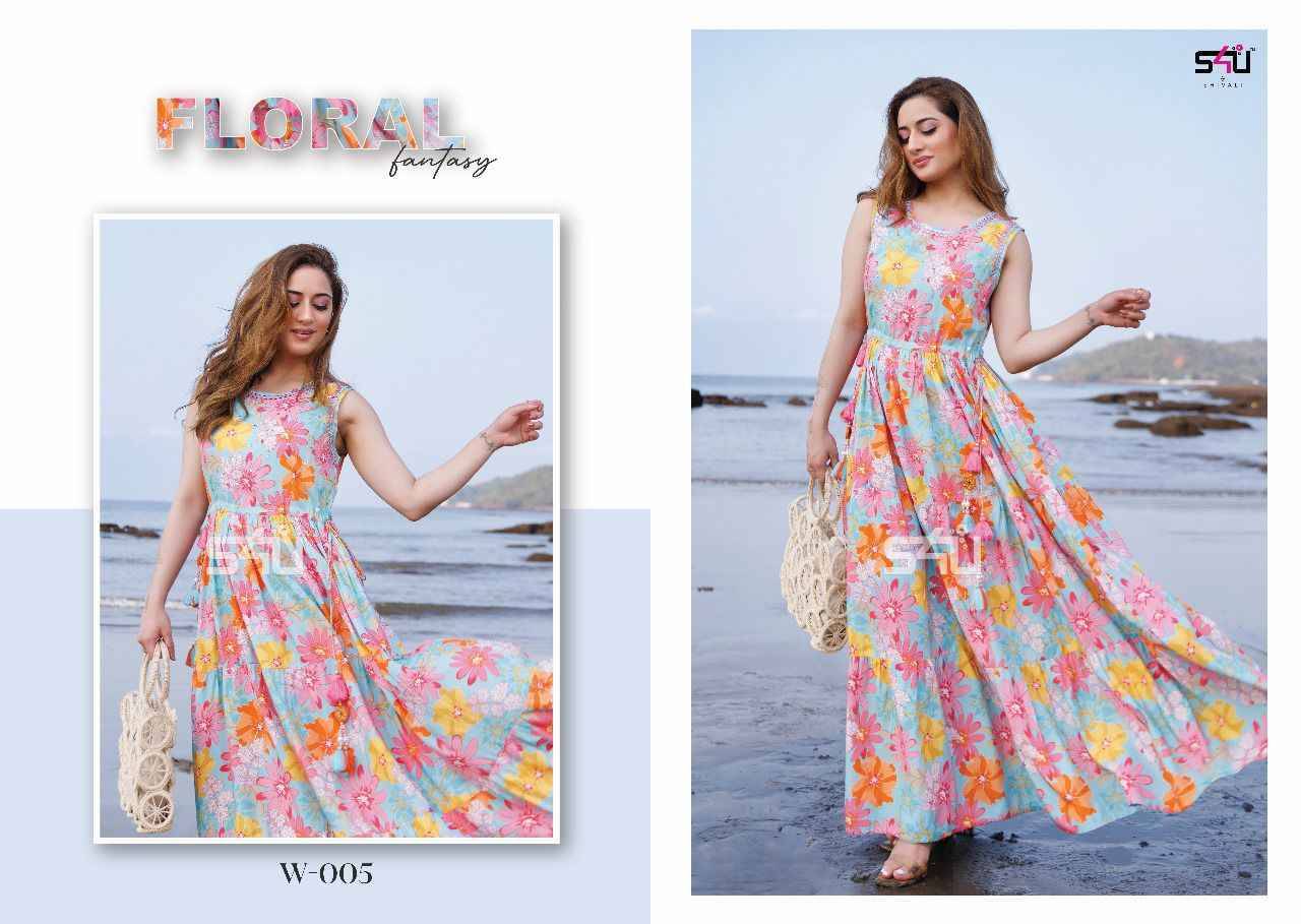Weekens Passions By S4U Fashion 001 To 005 Series Designer Stylish Fancy Colorful Beautiful Party Wear & Ethnic Wear Collection Cambric Rayon Print Gowns At Wholesale Price