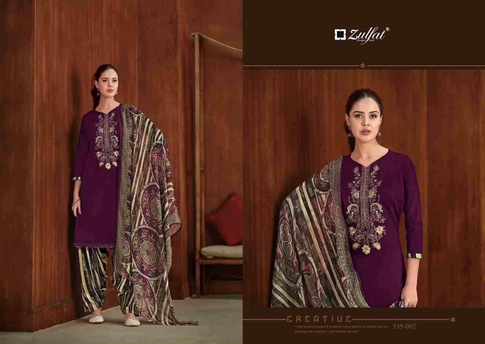 Shanaya By Zulfat 539-001 To 539-008 Series Beautiful Festive Suits Stylish Fancy Colorful Casual Wear & Ethnic Wear Pure Cotton Embroidered Dresses At Wholesale Price