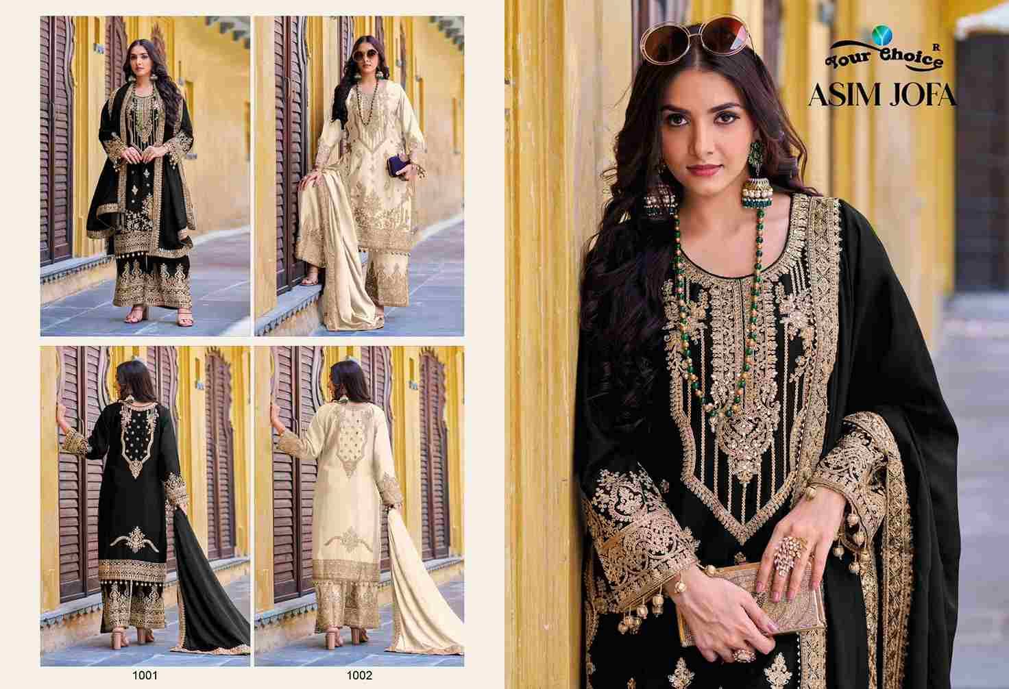Asim Jofa By Your Choice 1001 To 1002 Series Beautiful Colorful Stylish Fancy Casual Wear & Ethnic Wear Chinnon Embroidered Dresses At Wholesale Price