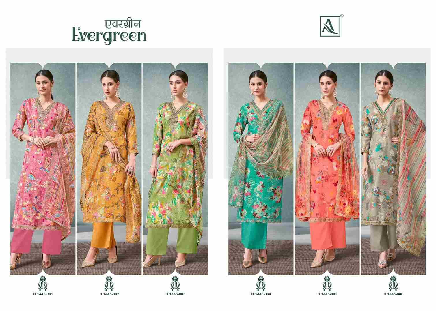 Evergreen By Alok Suit 1445-001 To 1445-006 Series Indian Traditional Wear Collection Beautiful Stylish Fancy Colorful Party Wear & Wear Pure Organza Dress At Wholesale Price