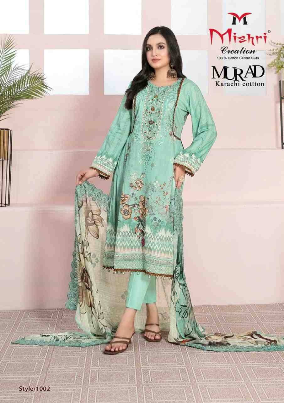 Murad By Mishri 1001 To 1006 Series Beautiful Suits Colorful Stylish Fancy Casual Wear & Ethnic Wear Pure Cotton Print Dresses At Wholesale Price
