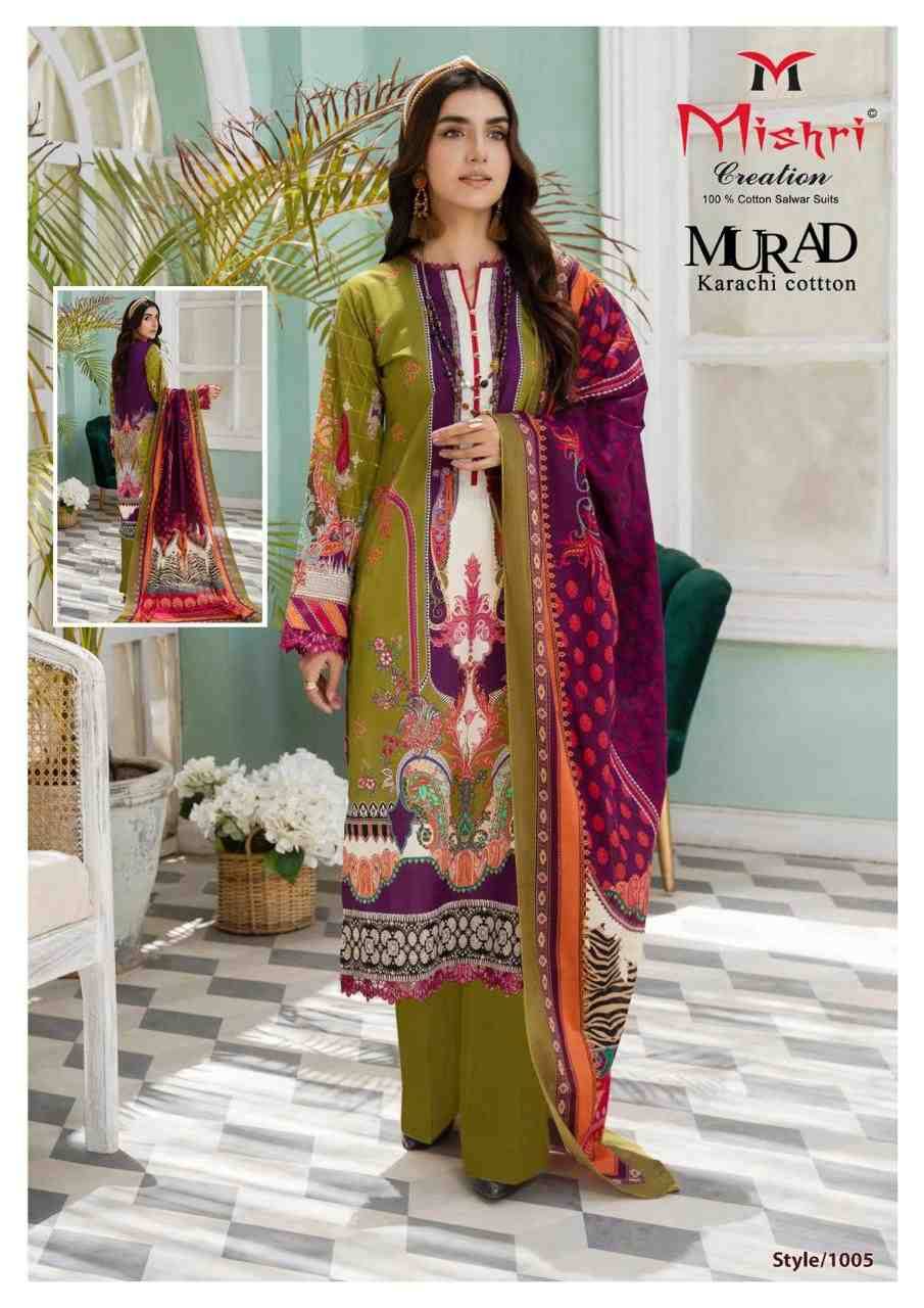 Murad By Mishri 1001 To 1006 Series Beautiful Suits Colorful Stylish Fancy Casual Wear & Ethnic Wear Pure Cotton Print Dresses At Wholesale Price