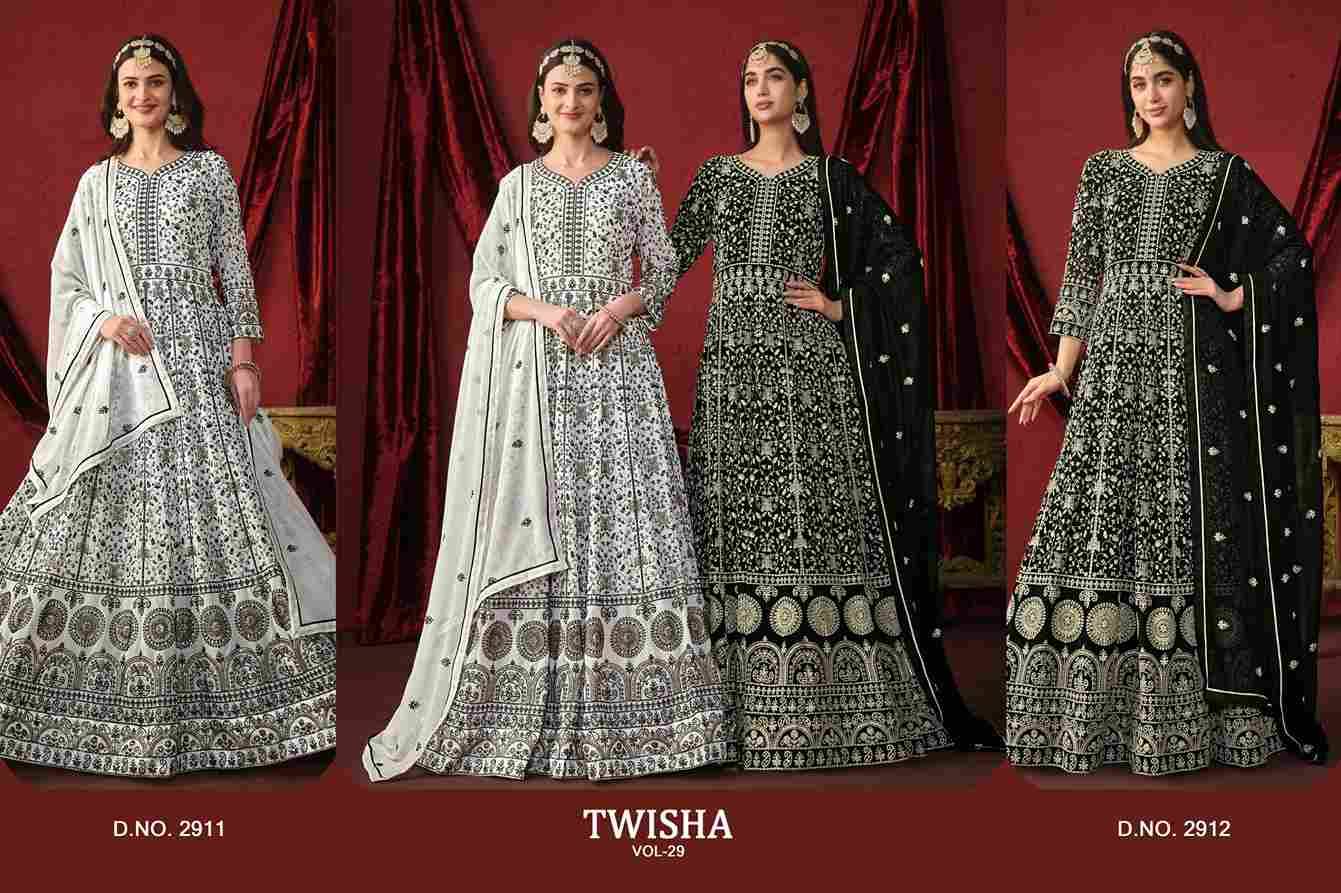 Twisha Vol-29 By Twisha 2911 To 2912 Series Beautiful Stylish Fancy Colorful Casual Wear & Ethnic Wear Faux Georgette Gowns With Dupatta At Wholesale Price