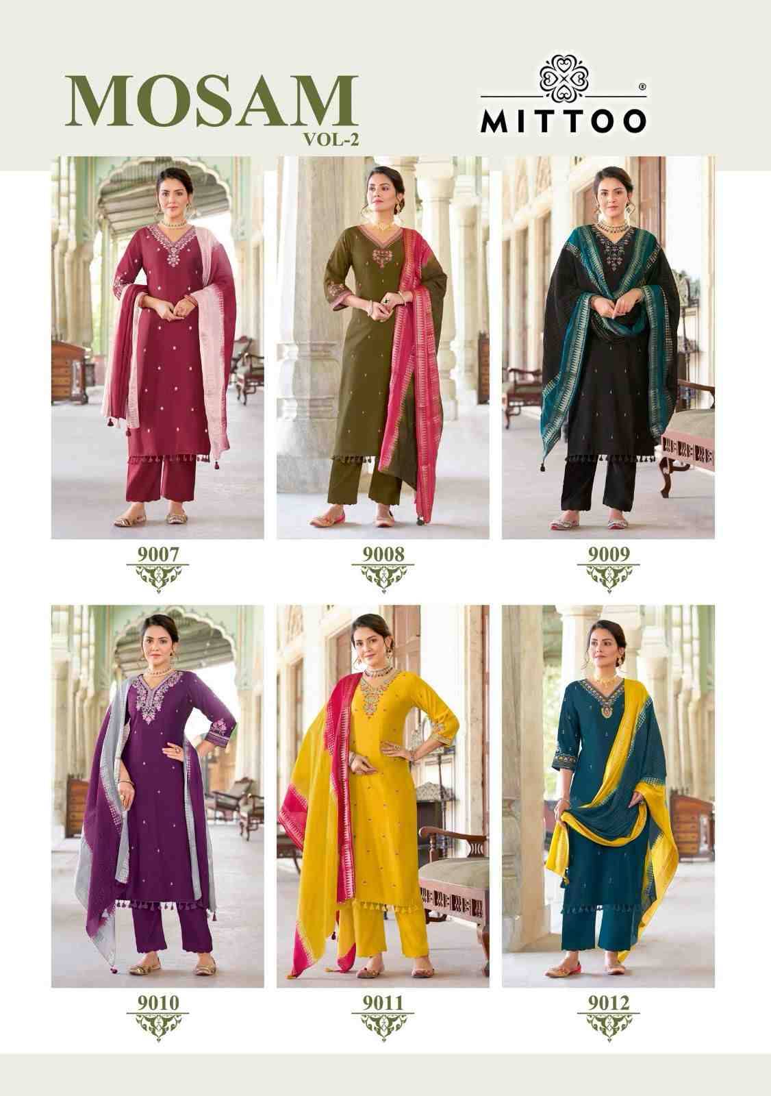 Mosam Vol-2 By Mittoo 9007 To 9012 Series Beautiful Stylish Festive Suits Fancy Colorful Casual Wear & Ethnic Wear & Ready To Wear Viscose Weaving Dresses At Wholesale Price