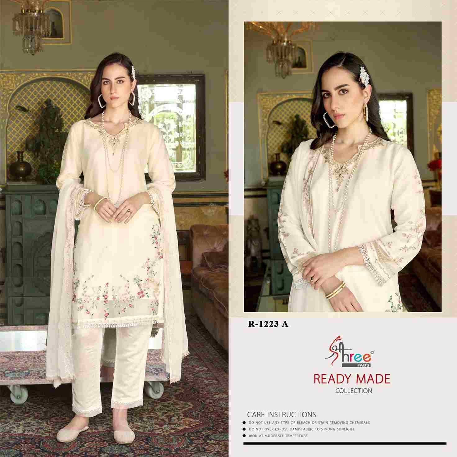 Shree Fabs Hit Design R-1223 Colours By Shree Fabs R-1223-A To R-1223-D Series Beautiful Pakistani Suits Stylish Fancy Colorful Party Wear & Occasional Wear Pure Chiffon Embroidered Dresses At Wholesale Price