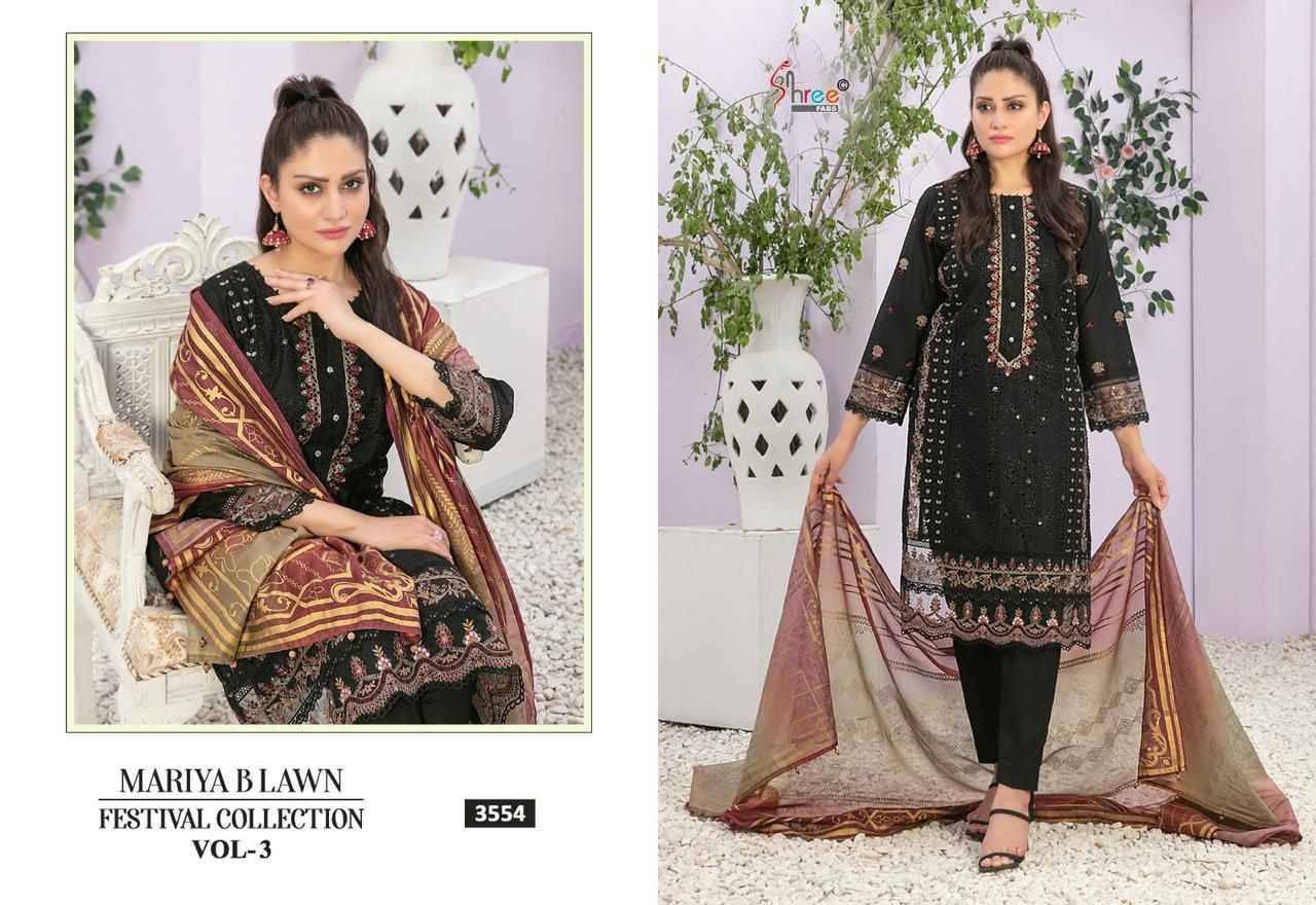 Mariya B Lawn Festival Collection Vol-3 By Shree Fabs 3551 To 3556 Series Designer Pakistani Suits Beautiful Stylish Fancy Colorful Party Wear & Occasional Wear Pure Lawn Cotton Print Embroidered Dresses At Wholesale Price
