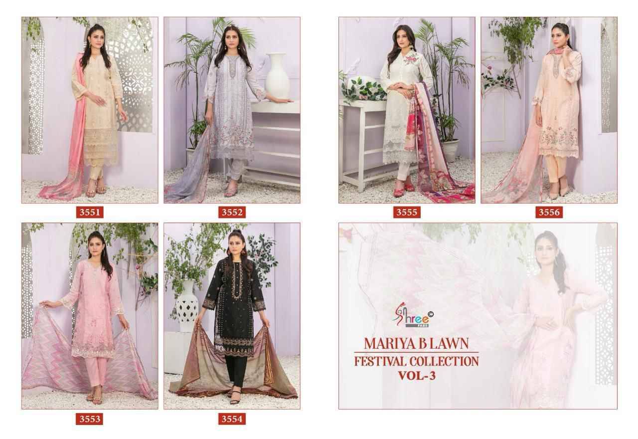 Mariya B Lawn Festival Collection Vol-3 By Shree Fabs 3551 To 3556 Series Designer Pakistani Suits Beautiful Stylish Fancy Colorful Party Wear & Occasional Wear Pure Lawn Cotton Print Embroidered Dresses At Wholesale Price