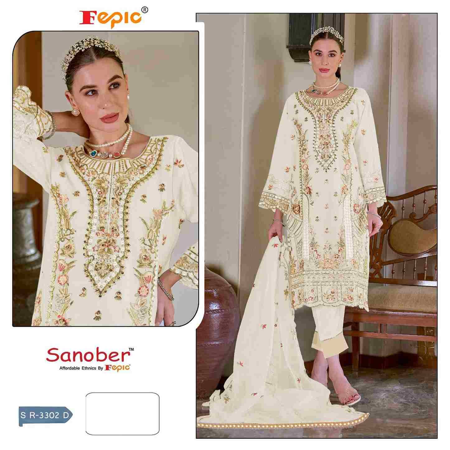 Sanober 3302 Colours By Fepic 3302-A To 3302-D Series Beautiful Pakistani Suits Colorful Stylish Fancy Casual Wear & Ethnic Wear Organza Embroidered Dresses At Wholesale Price