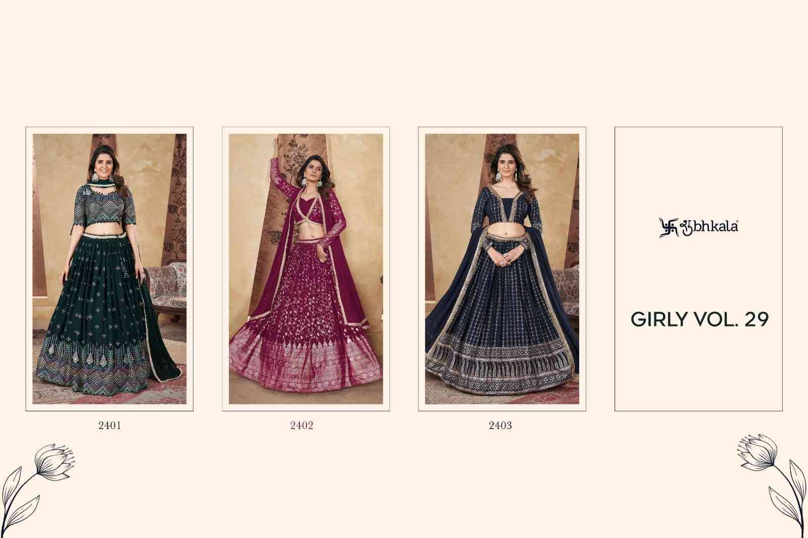 Girly Vol-29 By Shubhkala 2401 To 2403 Series Bridal Wear Collection Beautiful Stylish Colorful Fancy Party Wear & Occasional Wear Georgette Lehengas At Wholesale Price