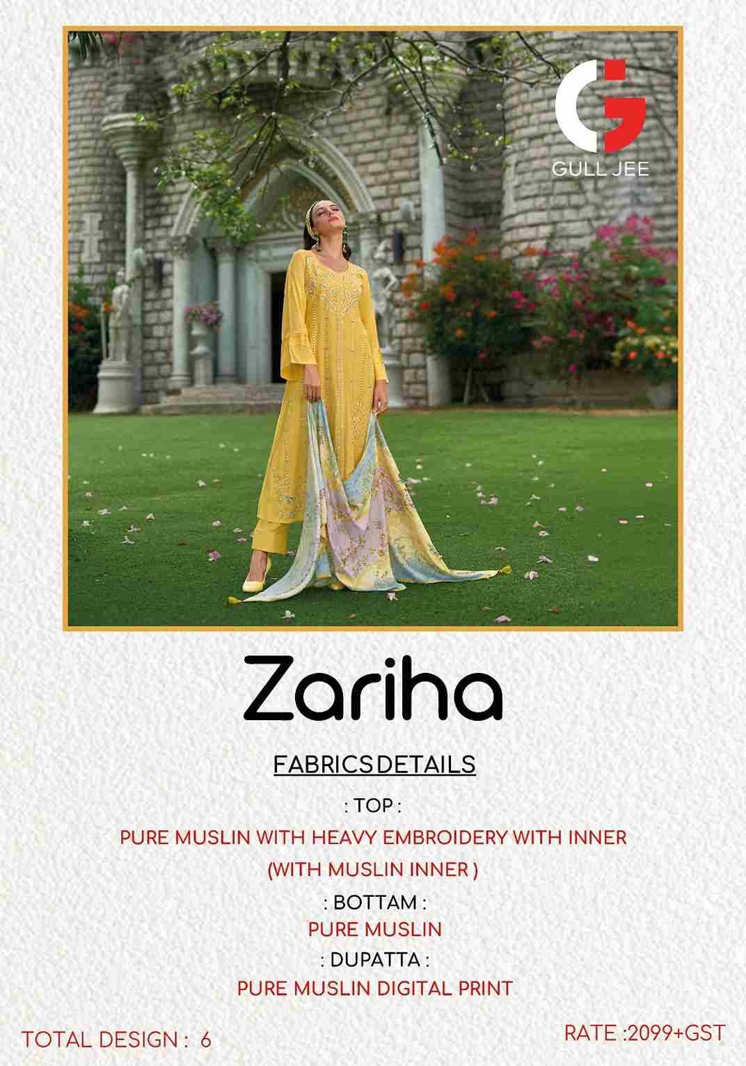 Zariha By Gull Jee 10001 To 10006 Series Beautiful Festive Suits Colorful Stylish Fancy Casual Wear & Ethnic Wear Pure Muslin Embroidered Dresses At Wholesale Price
