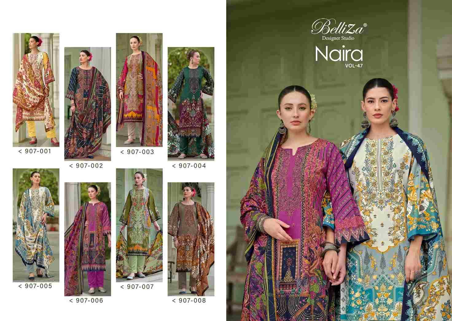 Naira Vol-47 By Belliza 907-001 To 907-008 Series Beautiful Festive Suits Stylish Fancy Colorful Casual Wear & Ethnic Wear Pure Cotton Print Dresses At Wholesale Price