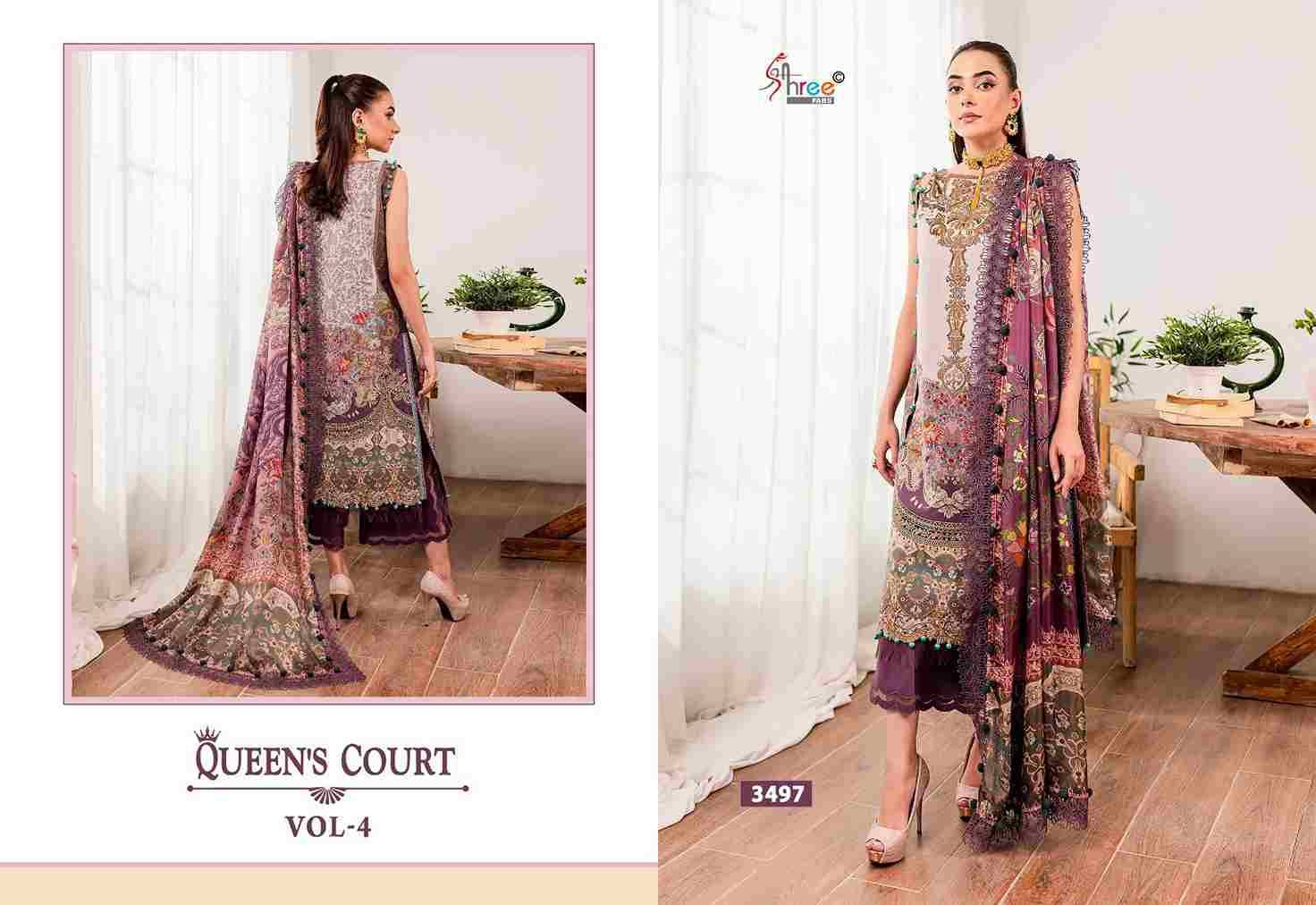 Queens Court Vol-4 By Shree Fabs 3491 To 3497 Series Designer Pakistani Suits Beautiful Stylish Fancy Colorful Party Wear & Occasional Wear Pure Lawn Cotton Print Embroidered Dresses At Wholesale Price