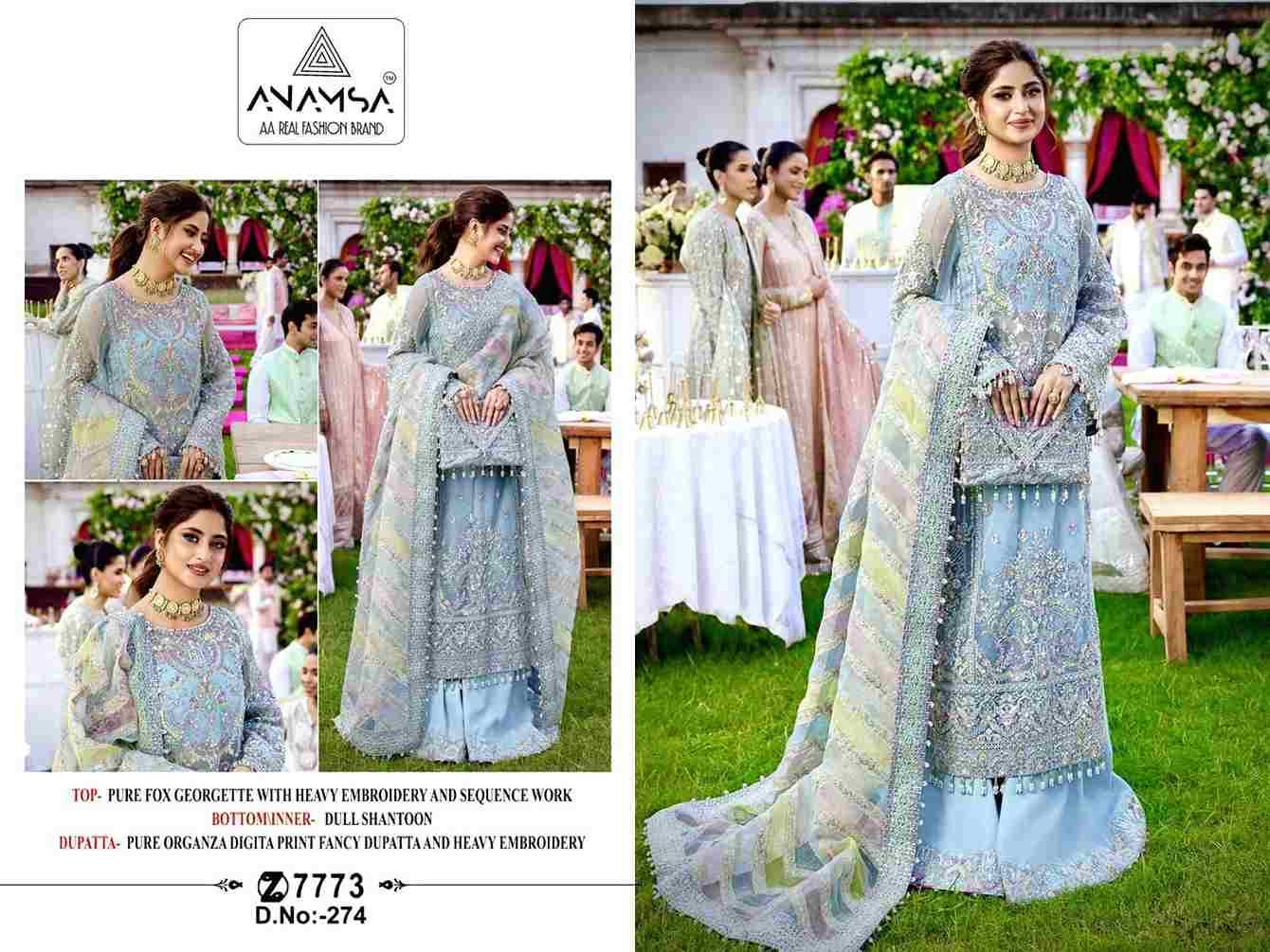 Anamsa Hit Design 274 By Fashid Wholesale Designer Pakistani Suits Beautiful Stylish Fancy Colorful Party Wear & Occasional Wear Faux Georgette Embroidered Dresses At Wholesale Price