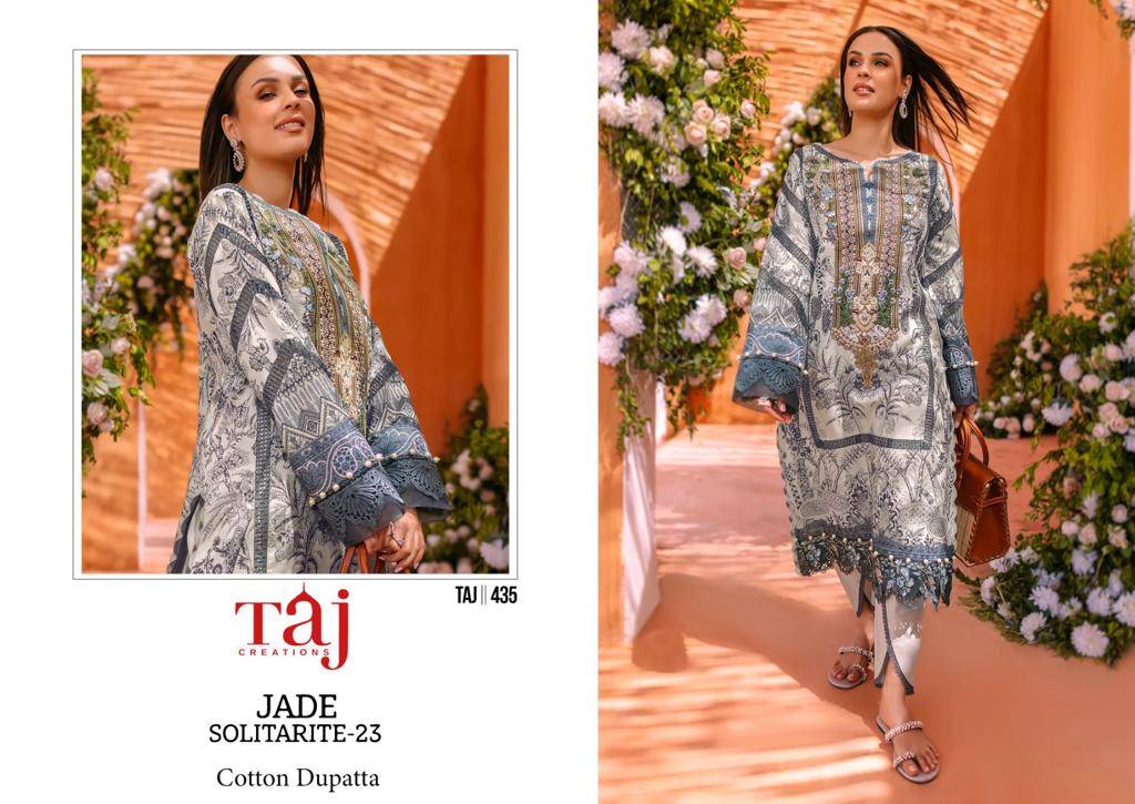 Jade Solitaire-23 By Taj Creation Beautiful Festive Suits Colorful Stylish Fancy Casual Wear & Ethnic Wear Pure Cotton Embroidered Dresses At Wholesale Price