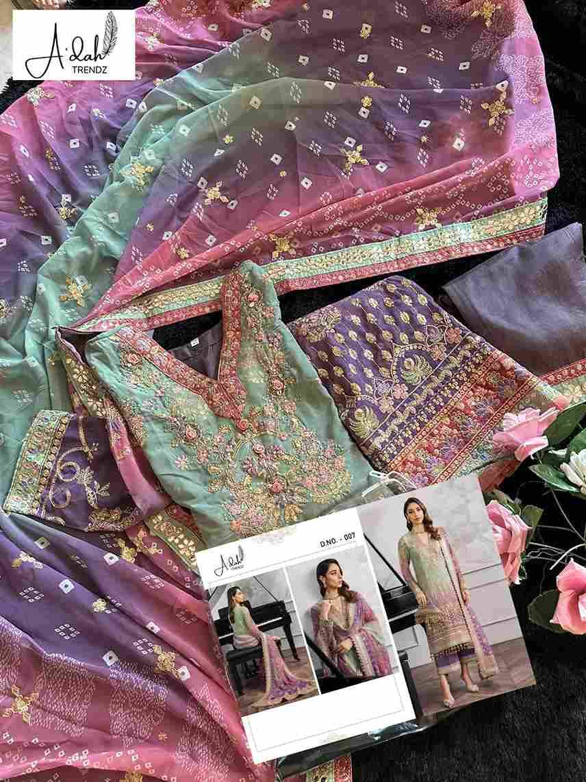 Adah Trendz Hit Design 007 By Adah Trendz Designer Pakistani Suits Beautiful Stylish Fancy Colorful Party Wear & Occasional Wear Georgette Dresses At Wholesale Price