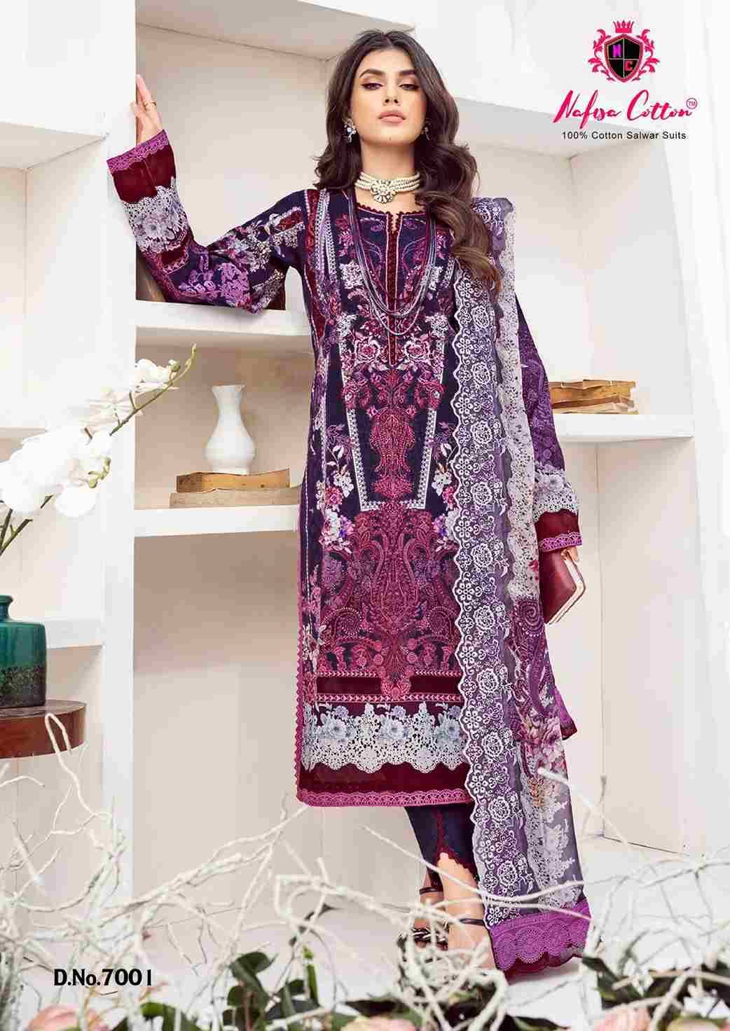 Safina Vol-7 By Nafisa Cotton 7001 To 7006 Series Beautiful Festive Suits Colorful Stylish Fancy Casual Wear & Ethnic Wear Pure Cotton Embroidered Dresses At Wholesale Price