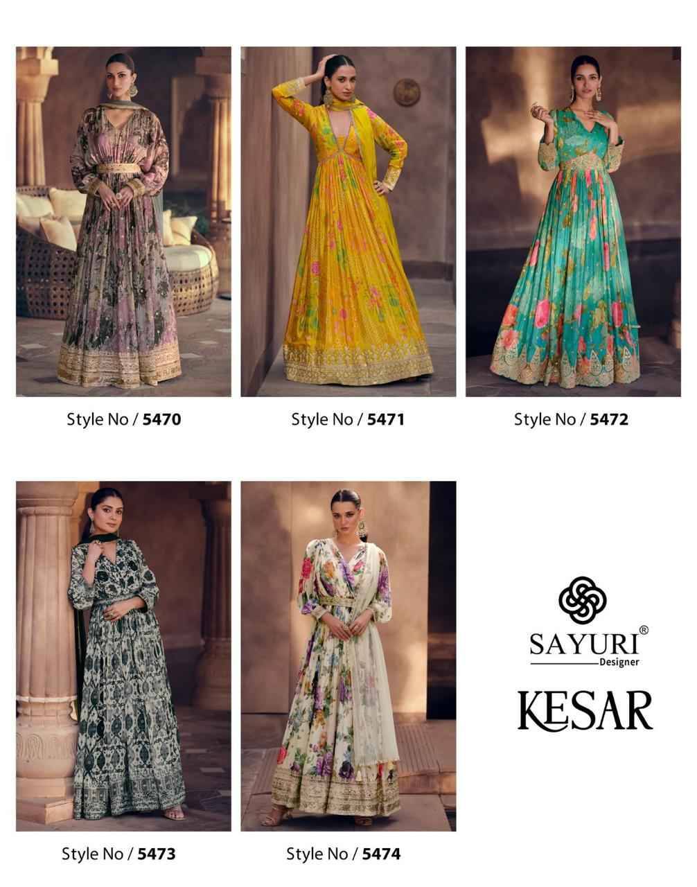 Kesar By Sayuri 5470 To 5474 Series Designer Stylish Fancy Colorful Beautiful Party Wear & Ethnic Wear Collection Georgette Gowns With Bottom At Wholesale Price