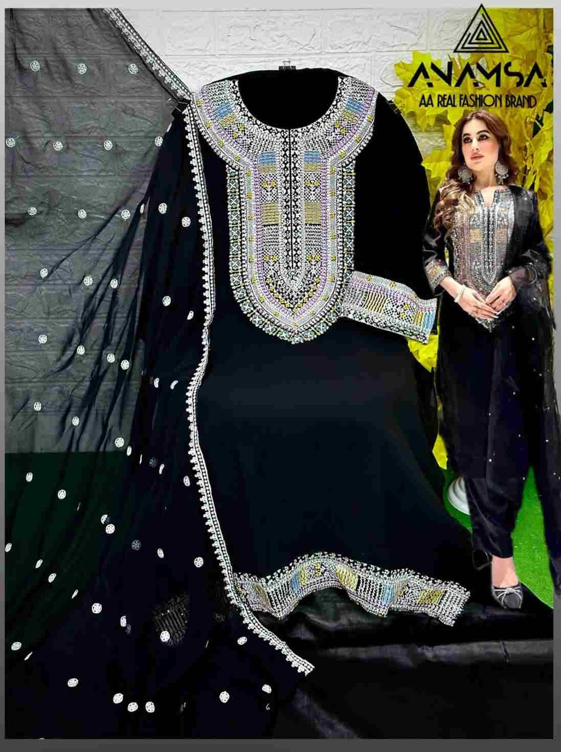 Anamsa Hit Design 434 By Fashid Wholesale Designer Pakistani Suits Collection Beautiful Stylish Fancy Colorful Party Wear & Occasional Wear Faux Georgette Embroidered Dresses At Wholesale Price
