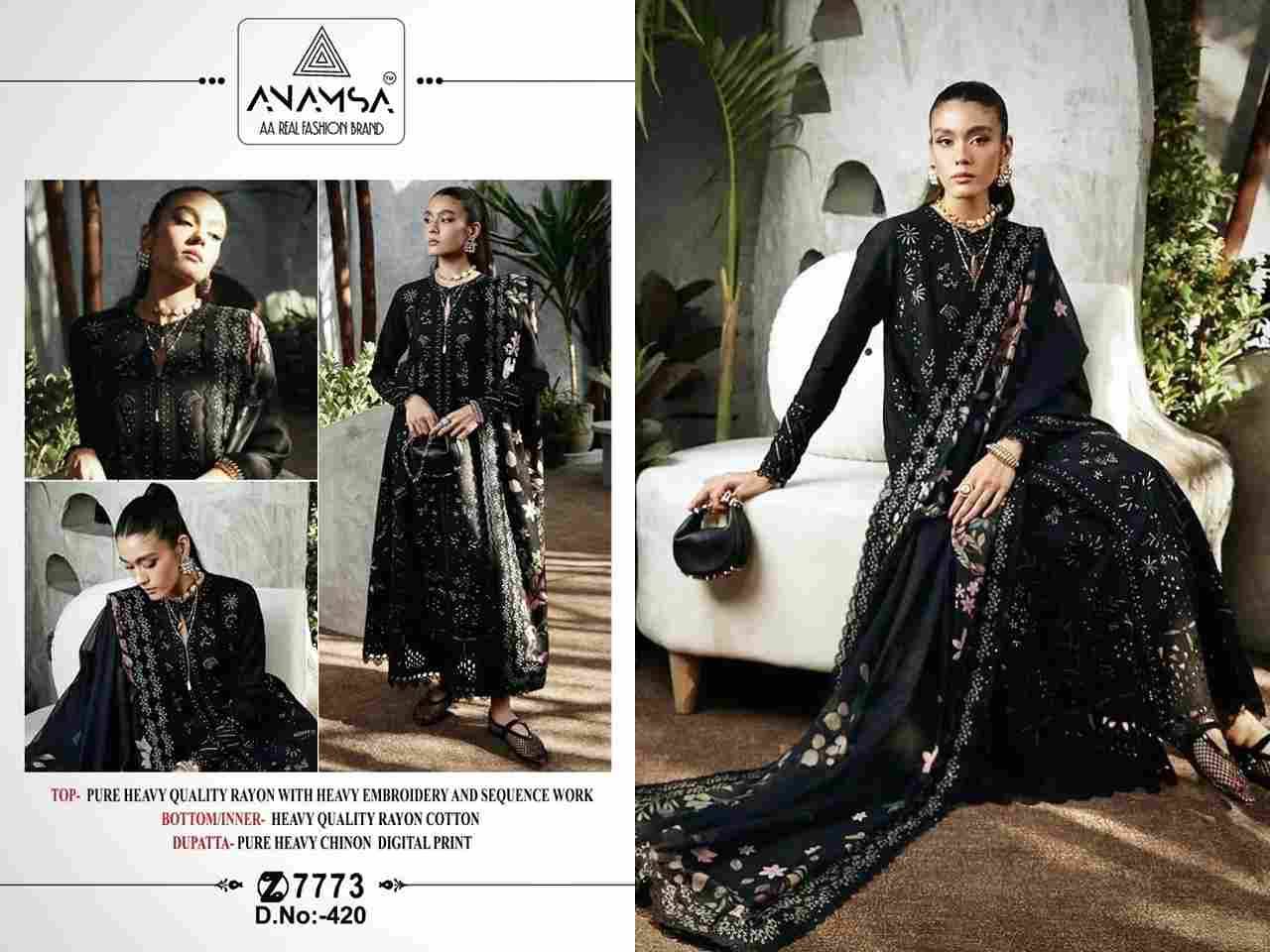 Anamsa Hit Design 420 By Fashid Wholesale Beautiful Pakistani Suits Colorful Stylish Fancy Casual Wear & Ethnic Wear Pure Rayon Embroidered Dresses At Wholesale Price